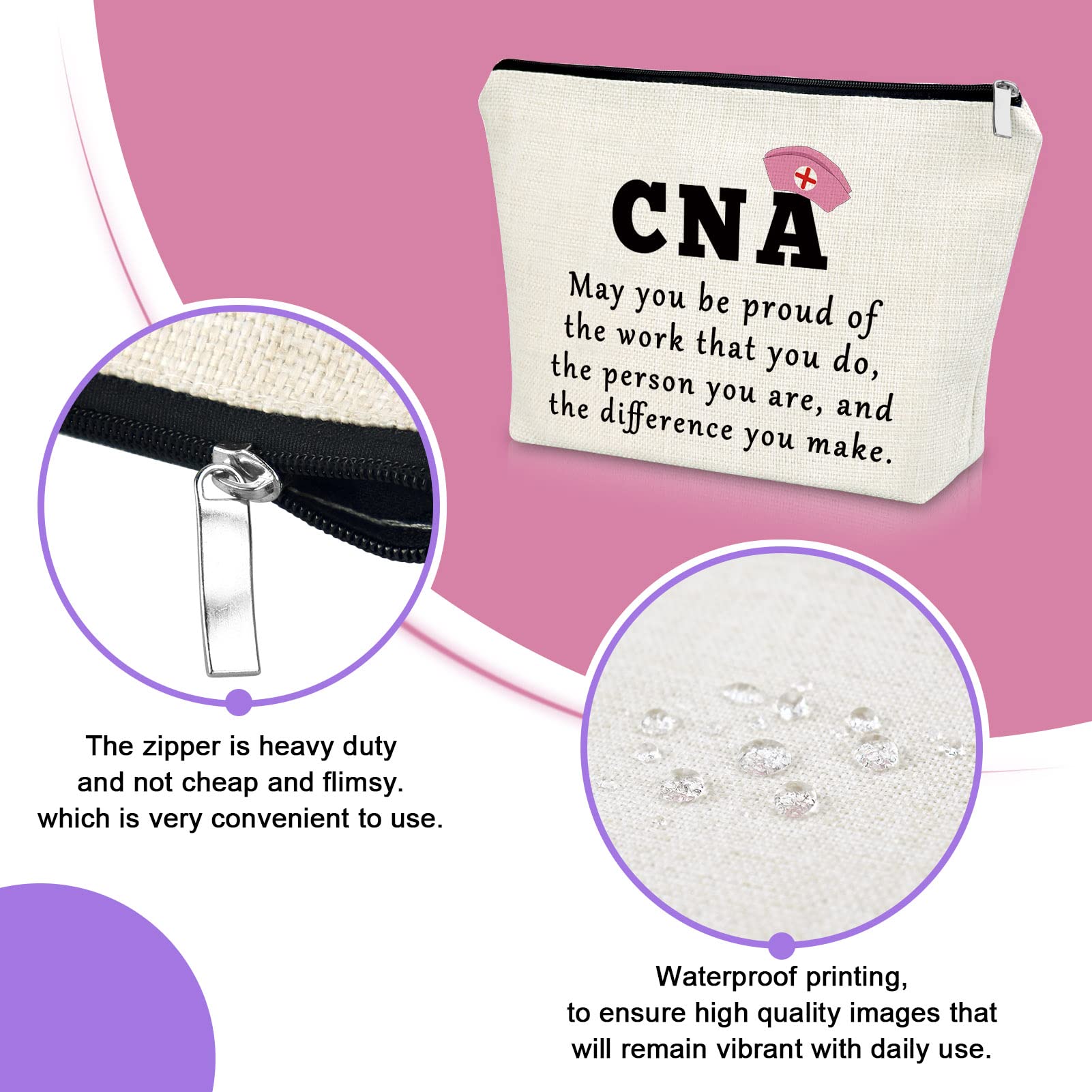 **Premium CNA Week Gifts - Makeup Bag for Certified Nursing Assistants | Nurse Practitioner & Nursing Graduation Gifts for Women | Cosmetic Bag for Sister, Birthday & Christmas | Ideal for Work, Travel & Daily Use**