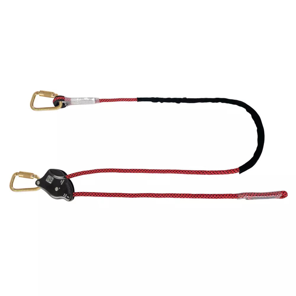 6.5' Rope Positioning Assembly with Adjuster & Carabiners - Heavy Duty Fall Protection for Rock Climbing, Construction, and Rescue Operations