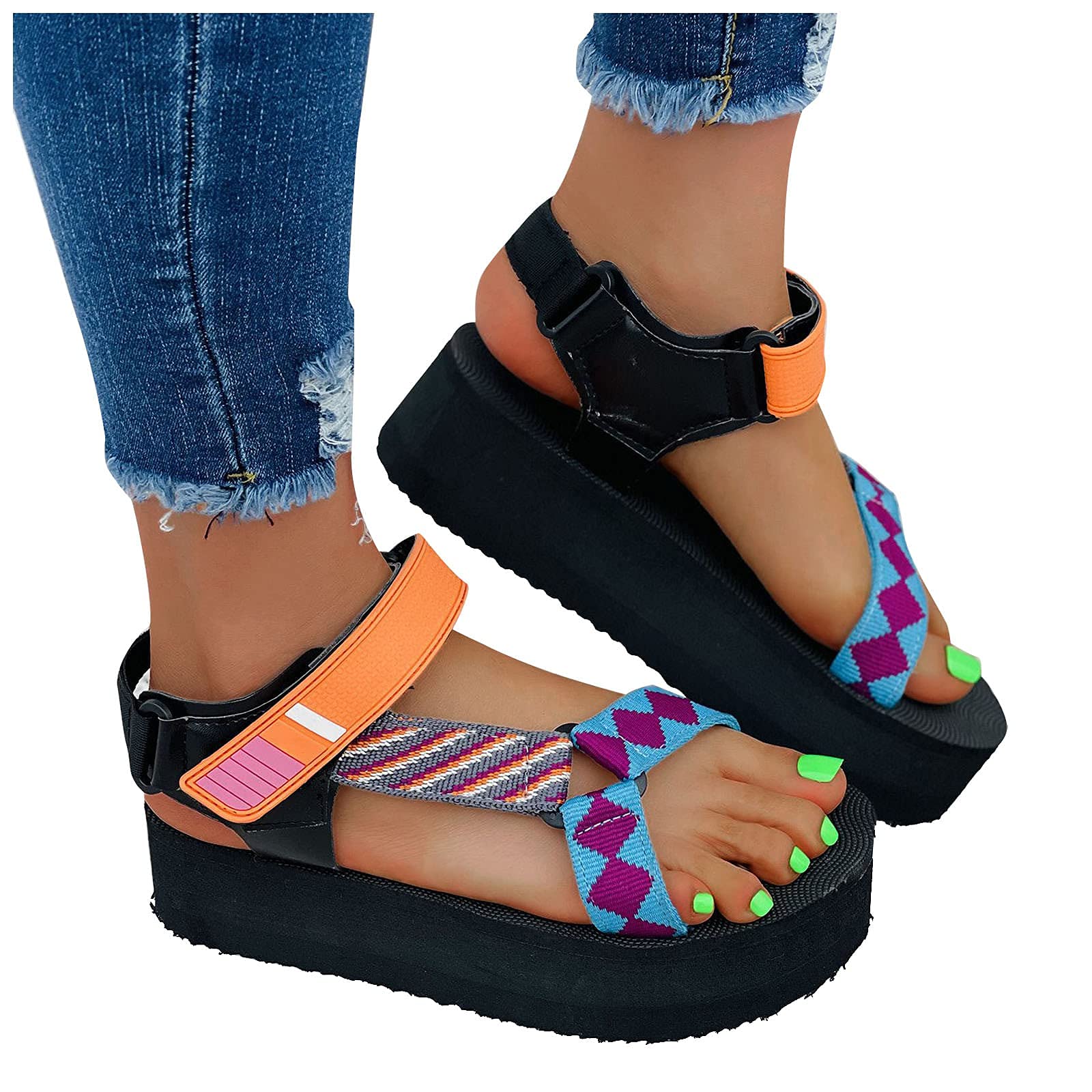 ZBYY Women's Wedge Sandals - Platform Sandals with Cork Sole & Elastic Strap for Beach, Summer Walking & Casual Outfits | Comfortable Gladiator Sandals for Outdoor Activities