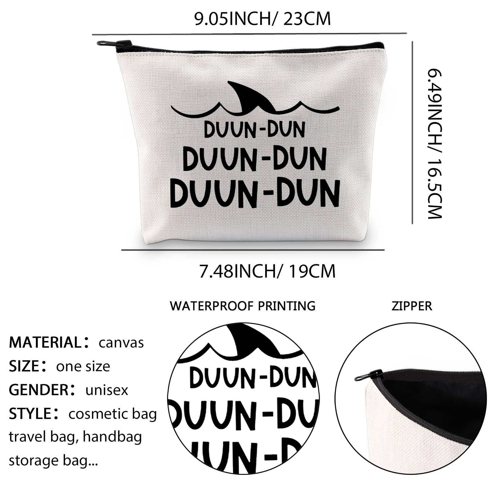 XYANFA Shark Makeup Bag - Waterproof Cosmetic Pouch for Women & Teens - Perfect Shark Lover Gift for Shark Week, Beach Trips & Travel Accessories (DUUN)