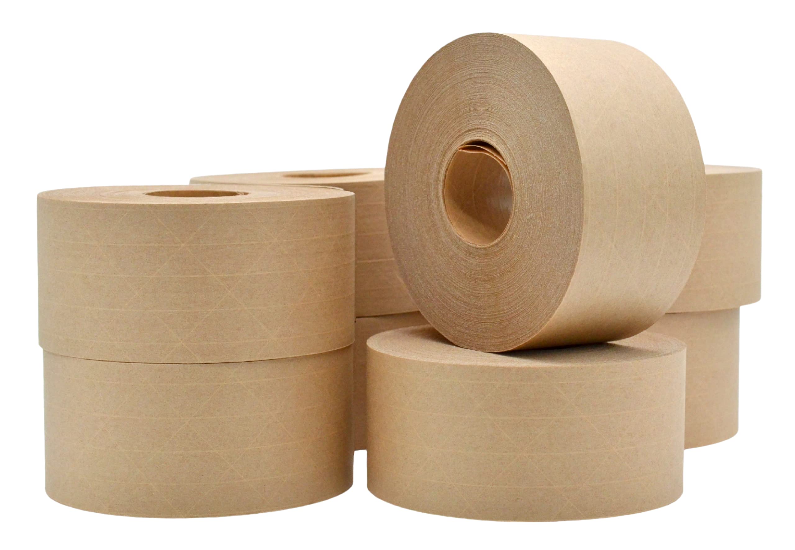 WOD WATWTE Reinforced Water Activated Kraft Tape - 2.75 inch (70mm) x 375 ft - Strong Fiberglass Packing Tape for Shipping Boxes, Moving & Storage - 8 Pack - Ideal for E-commerce, Warehouse & Postal Sealing