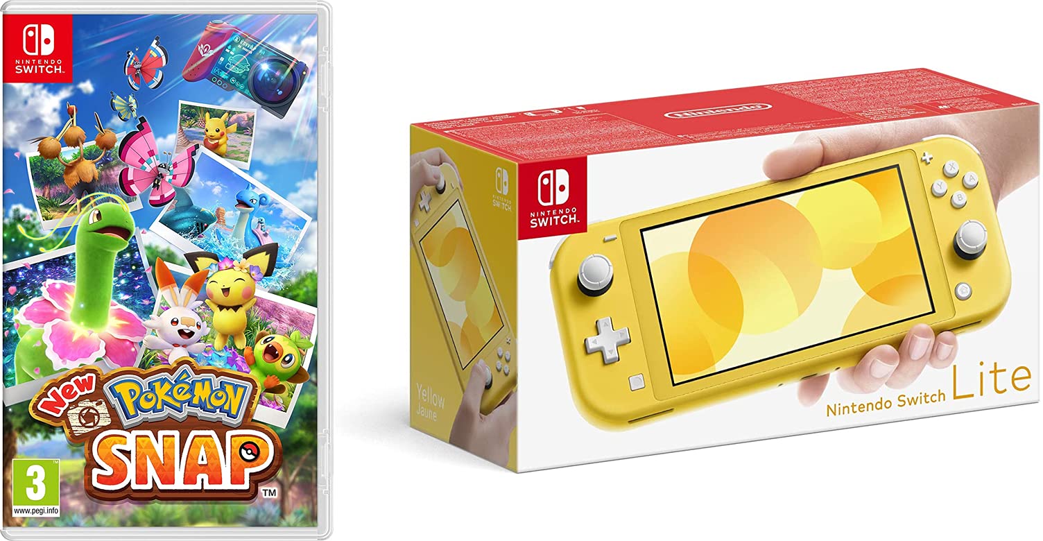 Nintendo Switch Lite Yellow Console with New Pokemon Snap Game Bundle - Portable Handheld Gaming for Travel, Commute & Home Entertainment