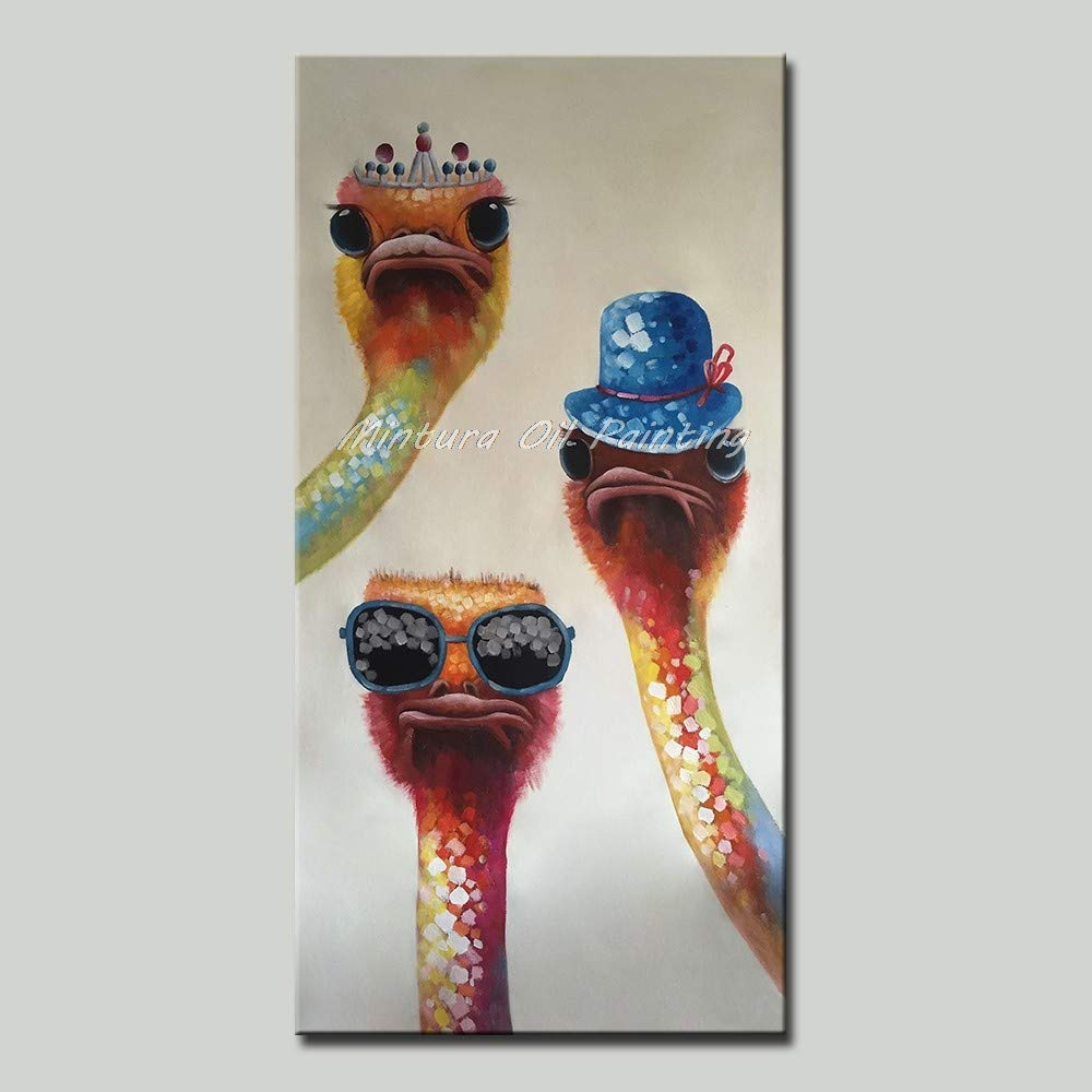 **Hand-Painted Large Abstract Oil Painting on Canvas - Modern Camel & Bird Animal Wall Art Decor for Living Room, Bedroom - 100x150cm Frameless - Perfect for Home, Office & Gift Giving**