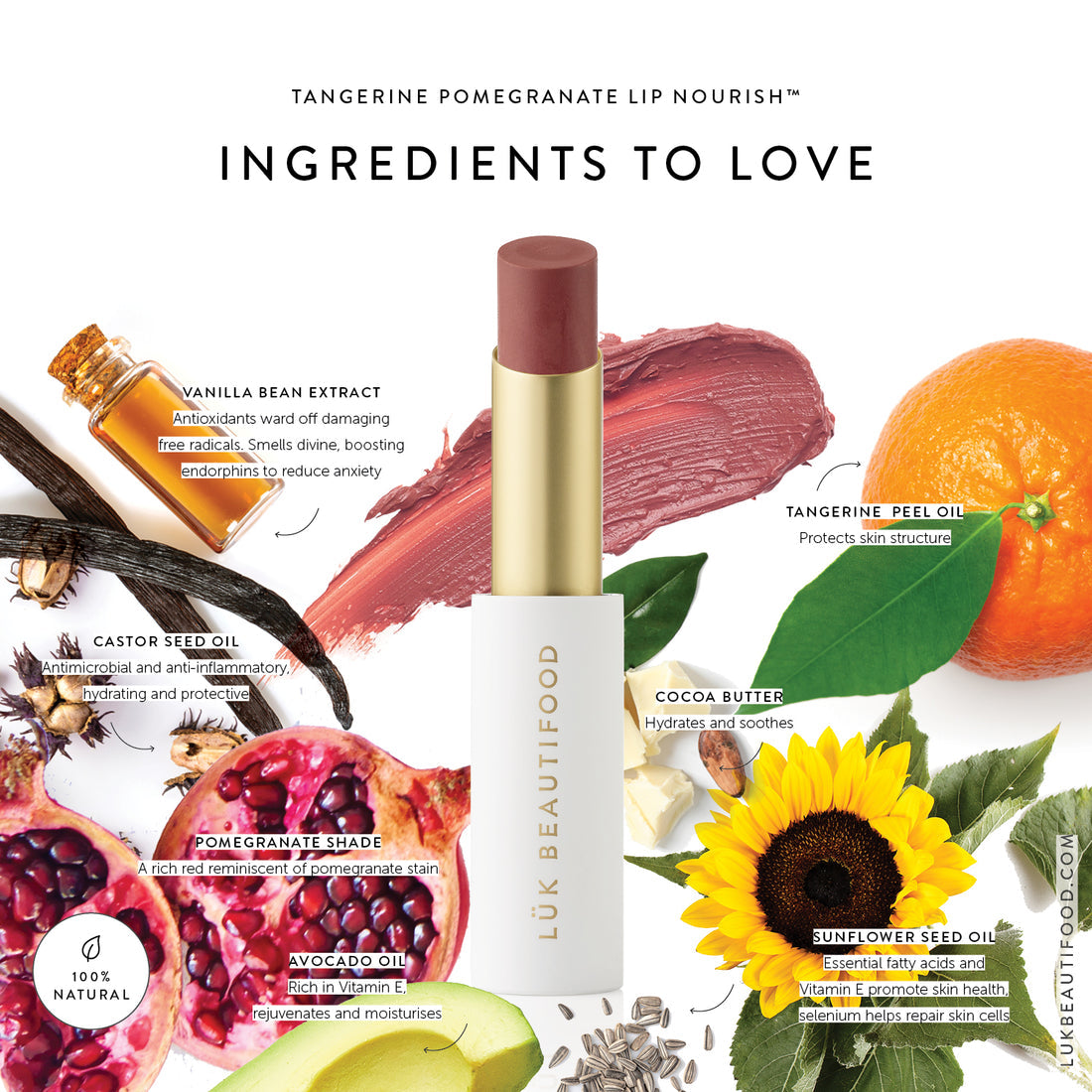 Lip Nourish™ Tangerine Pomegranate Lip Balm - Hydrating & Moisturizing for Dry Lips - Perfect for Winter Care & Daily Use