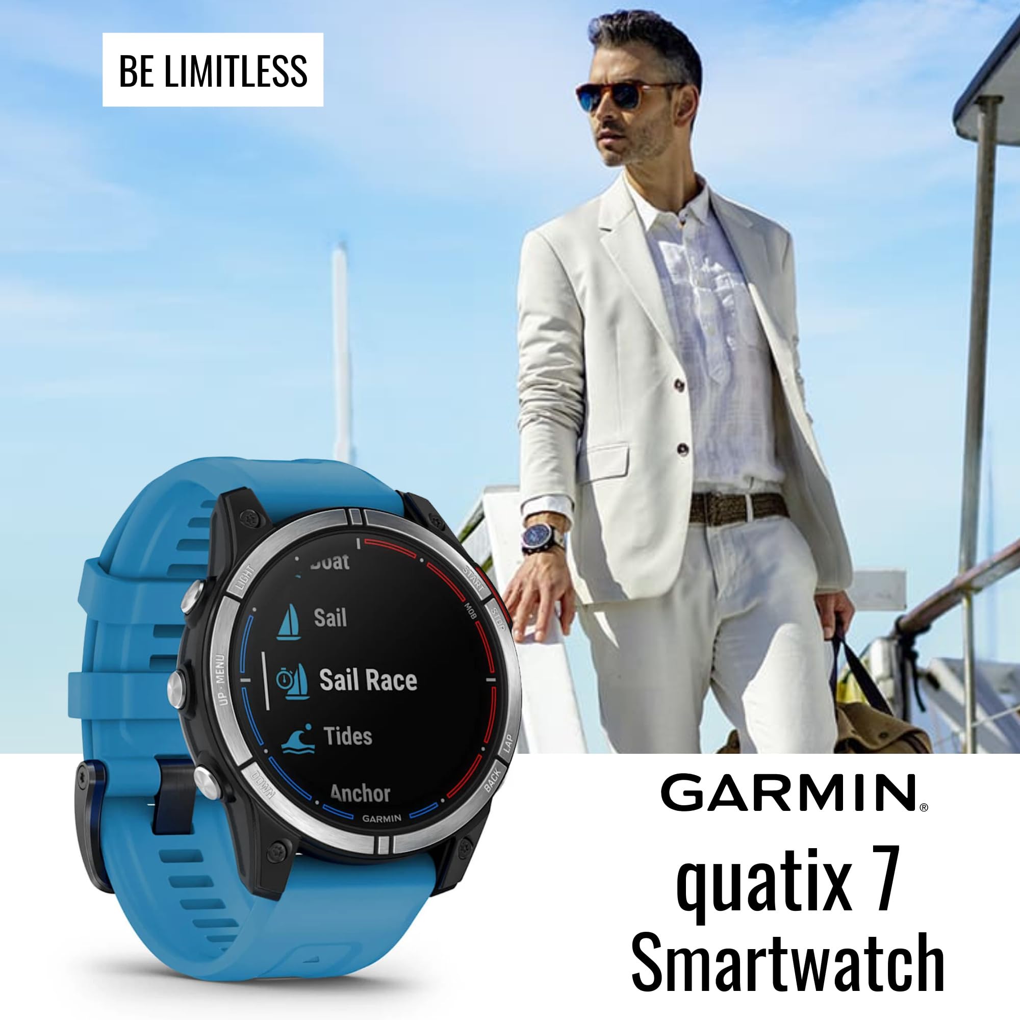 Garmin quatix 7 Standard Edition Marine GPS Smartwatch Bundle with Portable Charger Stand & Camera - Waterproof Multisport Watch for Boating, Fishing & Outdoor Adventures (9-Pack Accessories Included)