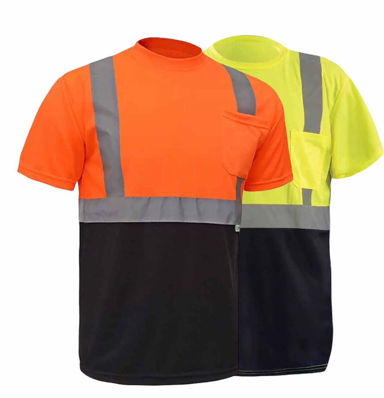 ANSI Hi-Vis Safety T-Shirt - Class 2 Reflective Yellow/Orange - Road Work & Construction