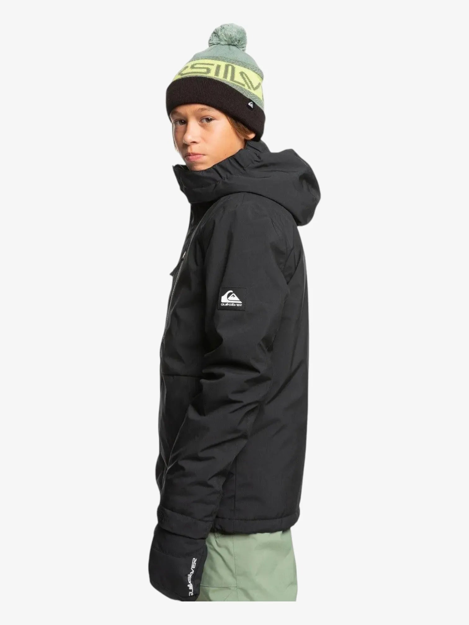 Quiksilver Snow Mission Solid Black Kids Snow Jacket - Warm & Waterproof Winter Coat for Boys & Girls - Perfect for Skiing, Snowboarding & Outdoor Adventures
