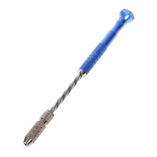 Blue Semi-Automatic Spiral Mini Micro Hand Drill Chuck with 10-Piece Twist Drill Bit Set (0.8-3mm) – Precision Tool for Jewelry Making, Watch Repair & DIY Crafts