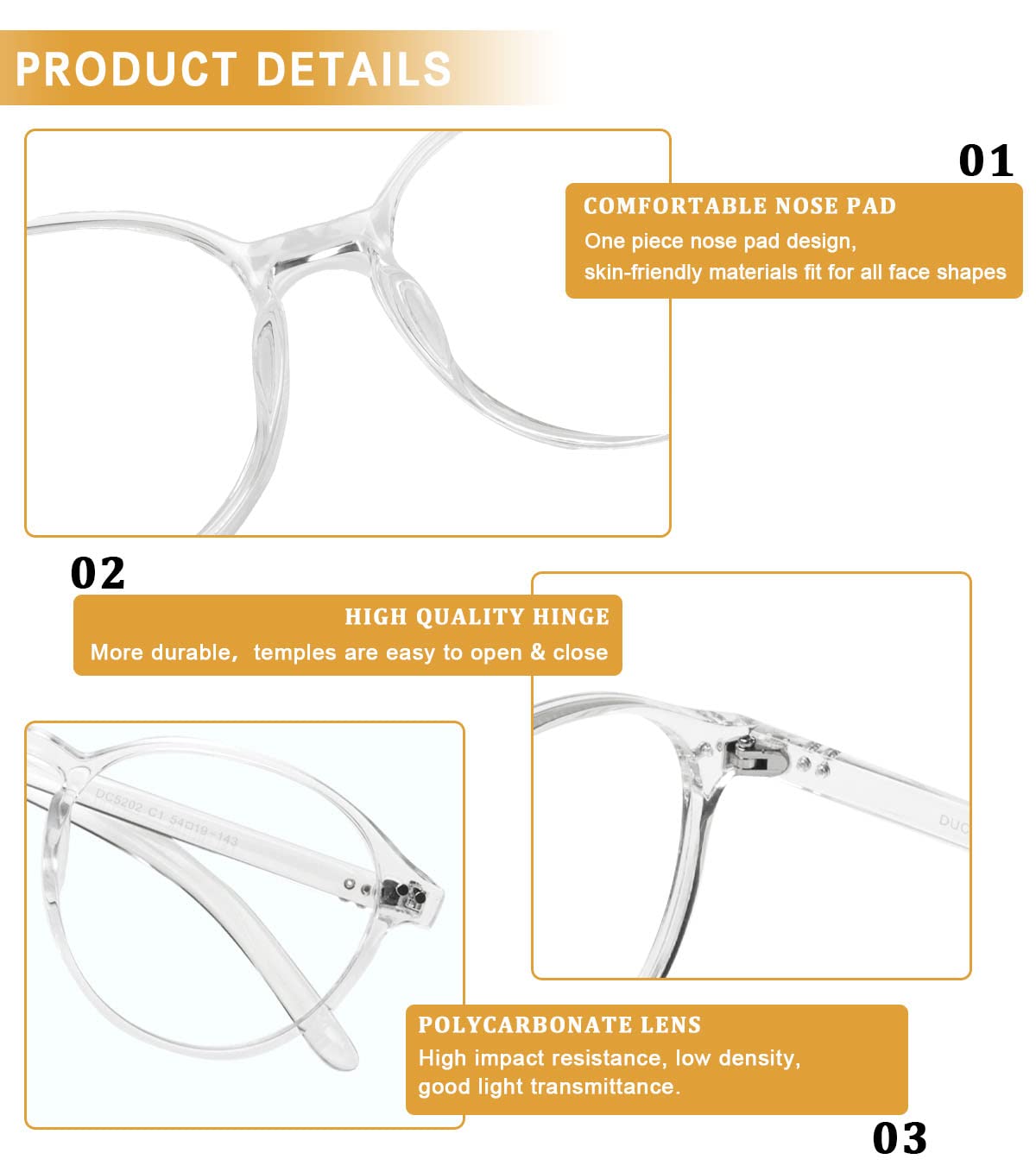DUCO Blue Light Blocking Glasses for Men & Women - Anti Eyestrain Computer Gaming Glasses, Square Reading Eyewear with UV Protection (Model 5205) - Perfect for Office Work, Online Classes & Nighttime Screen Use