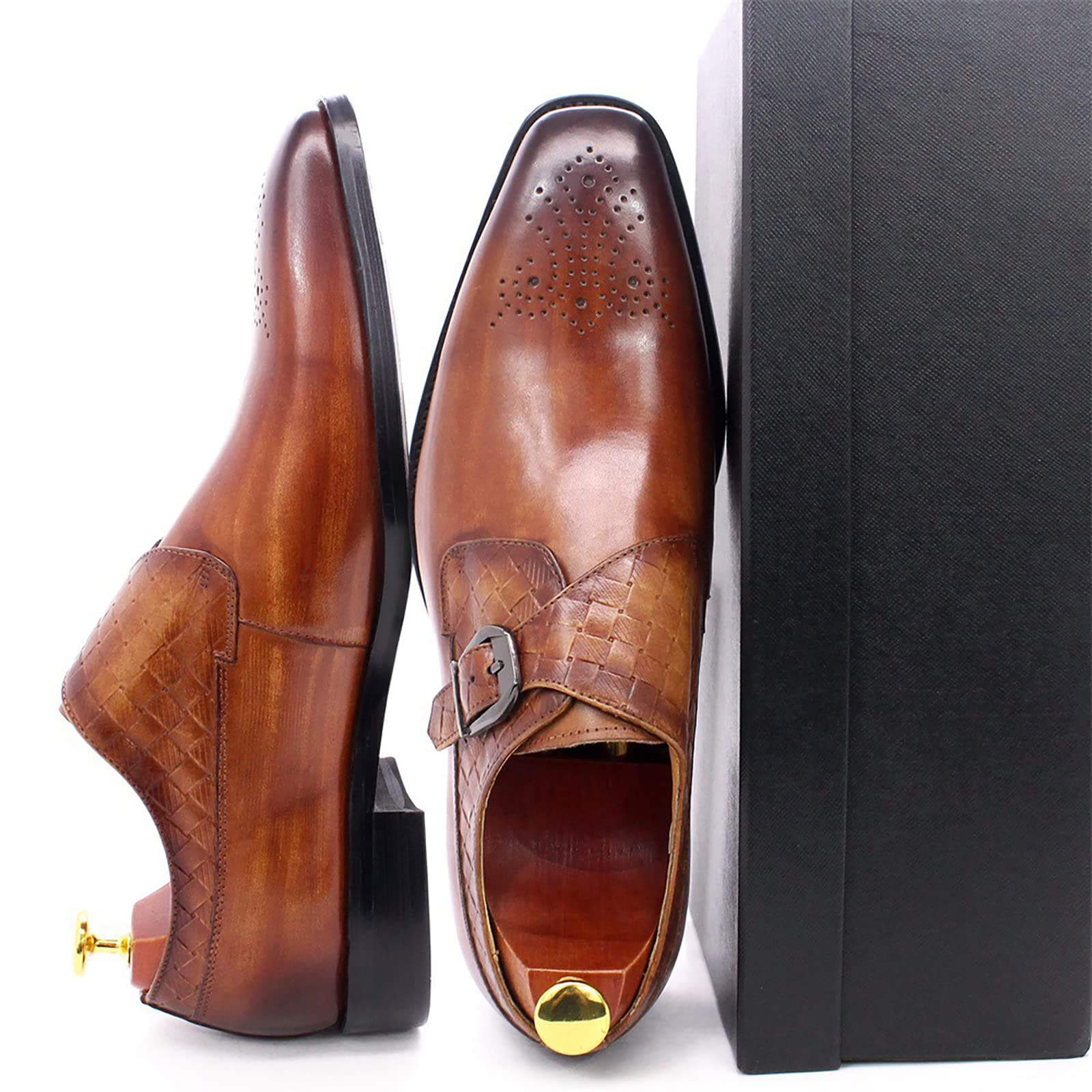 Men's Genuine Leather Loafers - Comfortable Slip-On Monk Dress Shoes for Wedding, Office & Business | Classic Oxford Style | Black Size 47 | Perfect for Formal Events, Business Meetings & Smart Casual Occasions
