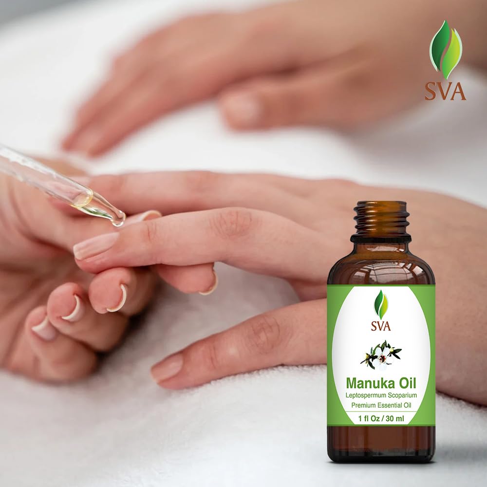 **SVA 100% Pure Manuka Essential Oil - 1 Fl Oz Natural Therapeutic Grade for Diffusers, Aromatherapy, Skin & Hair Care - Perfect for Massage, Soap Making, Candles & DIY Beauty Recipes**    *(Use for Relaxation, Stress Relief, Skincare Routine, Homemade Spa Treatments & Natural Home Fragrance)*