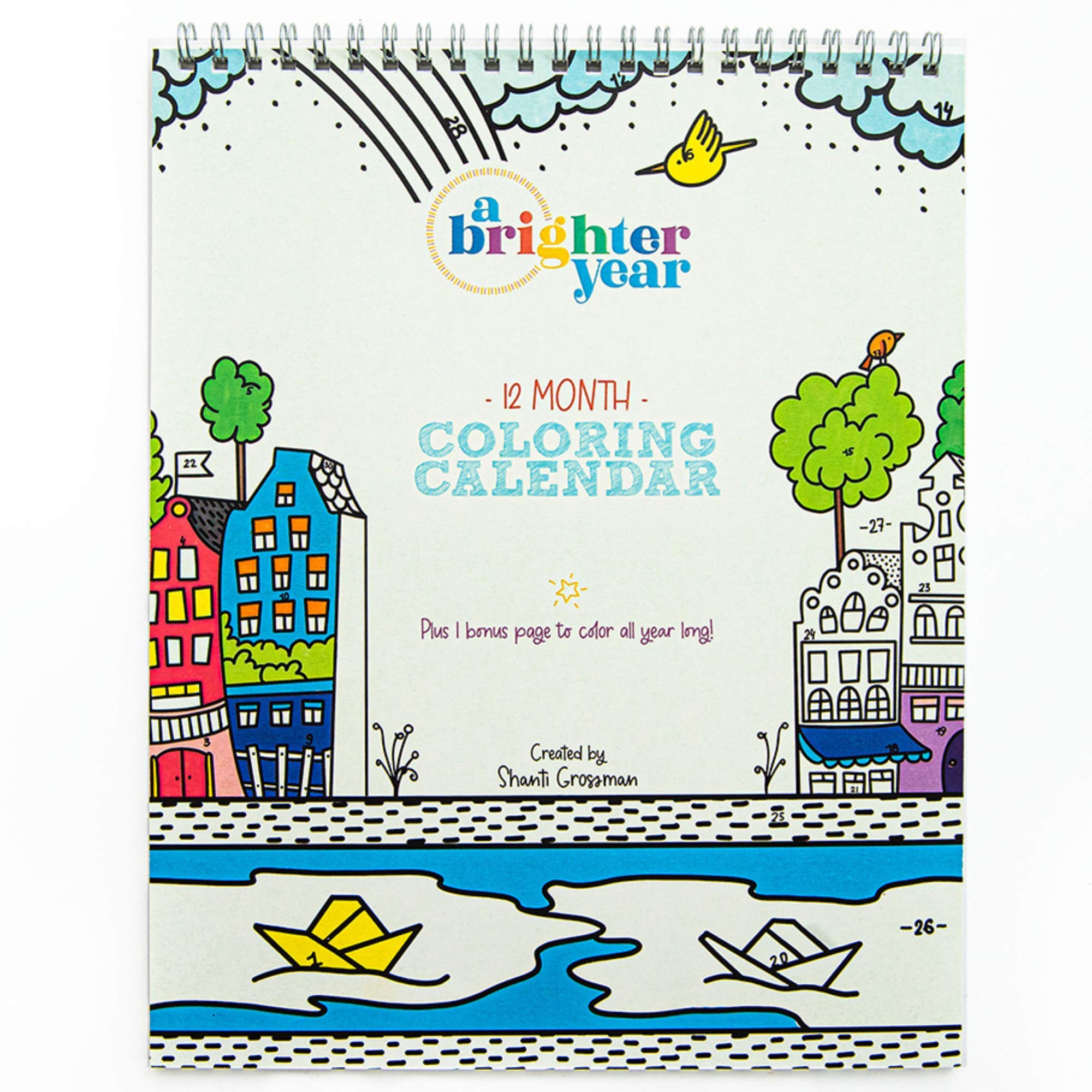 Creative & Mindful 12-Month Undated Coloring Calendar for Adults & Kids - Thick Paper Lay Flat Design - Perfect for Stress Relief, Art Therapy & Family Bonding Activities