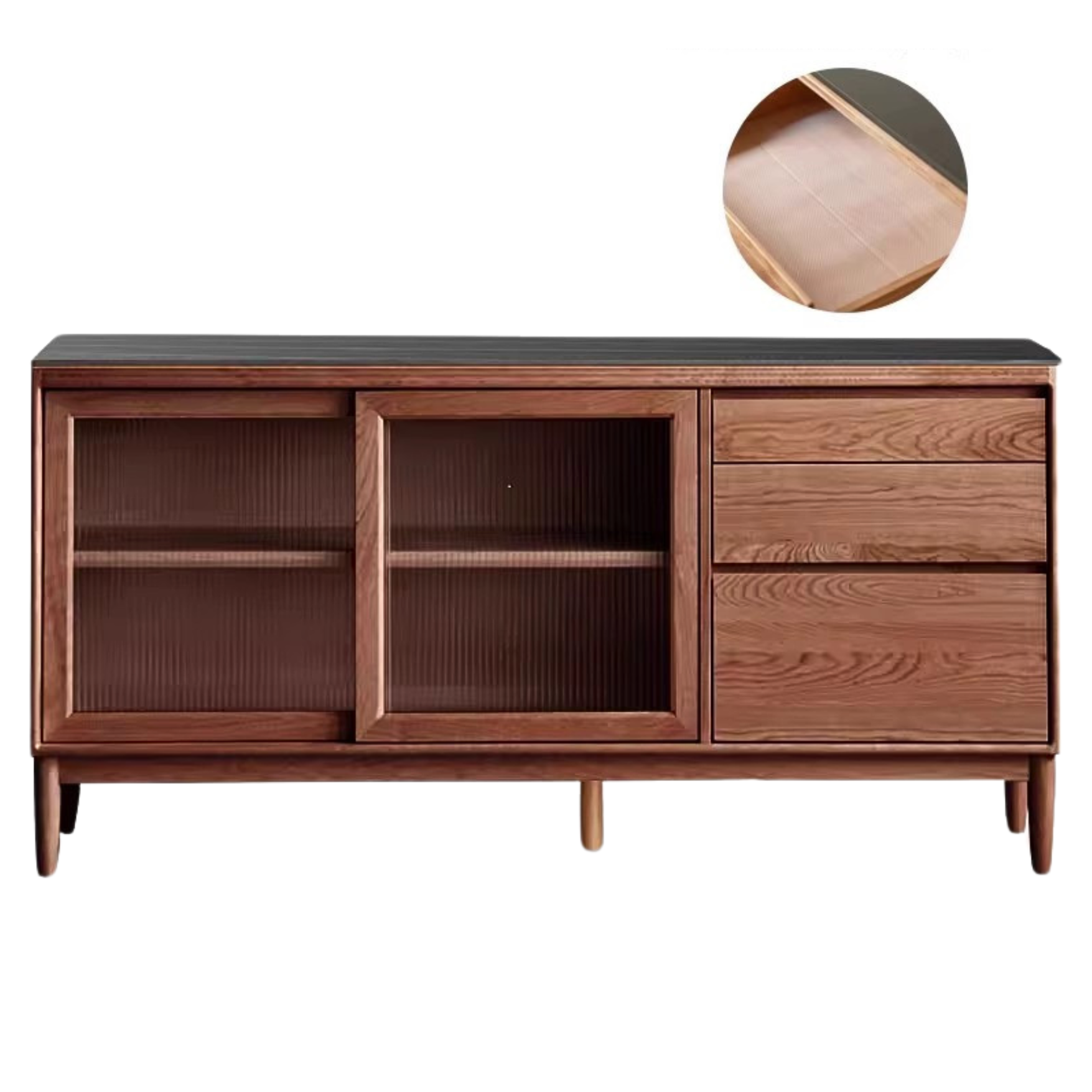 Oak Solid Wood Large Capacity Storage Sideboard - Rustic Buffet Cabinet for Dining Room, Living Room & Entryway Storage