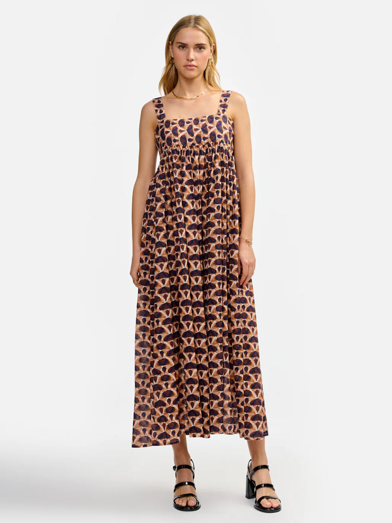 Bellerose Parma Blue & Orange Floral Dress for Women | Summer Casual & Party Wear | Perfect for Beach Outings, Brunch Dates, and Evening Events