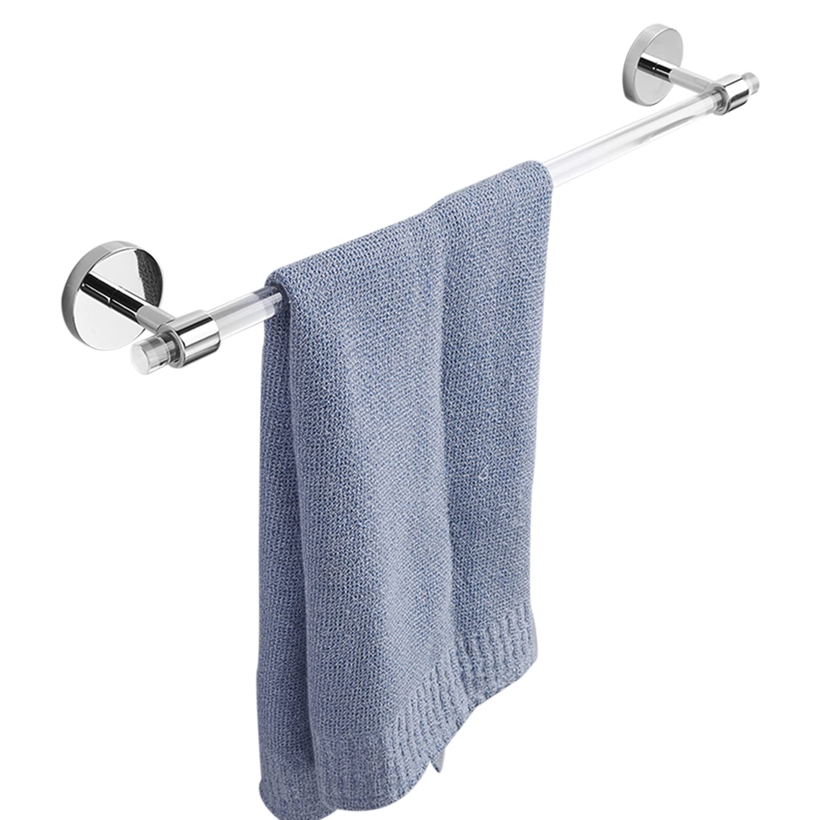 Self-Adhesive No Drill Towel Rack - Rust-Resistant Copper/Acrylic Wall Mounted Towel Holder for Kitchen & Bathroom (30cm, Silver) - Perfect for Small Spaces & Rental Homes