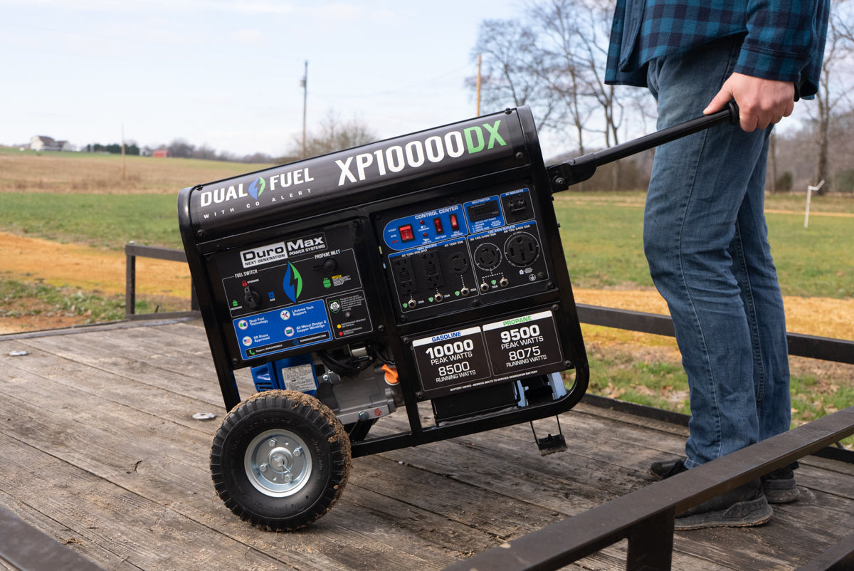 10,000 Watt Dual Fuel Portable Generator with CO Alert - Reliable Backup Power for Home, Camping & Emergency Use