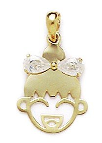 14K Yellow Gold CZ Cubic Zirconia Simulated Diamond Pendant Necklace for Women - 21x13mm Elegant Face Design, Perfect Gift for Birthday, Anniversary & Valentine's Day | Dainty Jewelry for Everyday Wear & Special Occasions