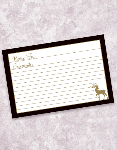 Elegant Gold Deer Recipe Cards - Perfect for Kitchen Organization, Cooking Gifts & Holiday Recipes | Rustic Farmhouse Style