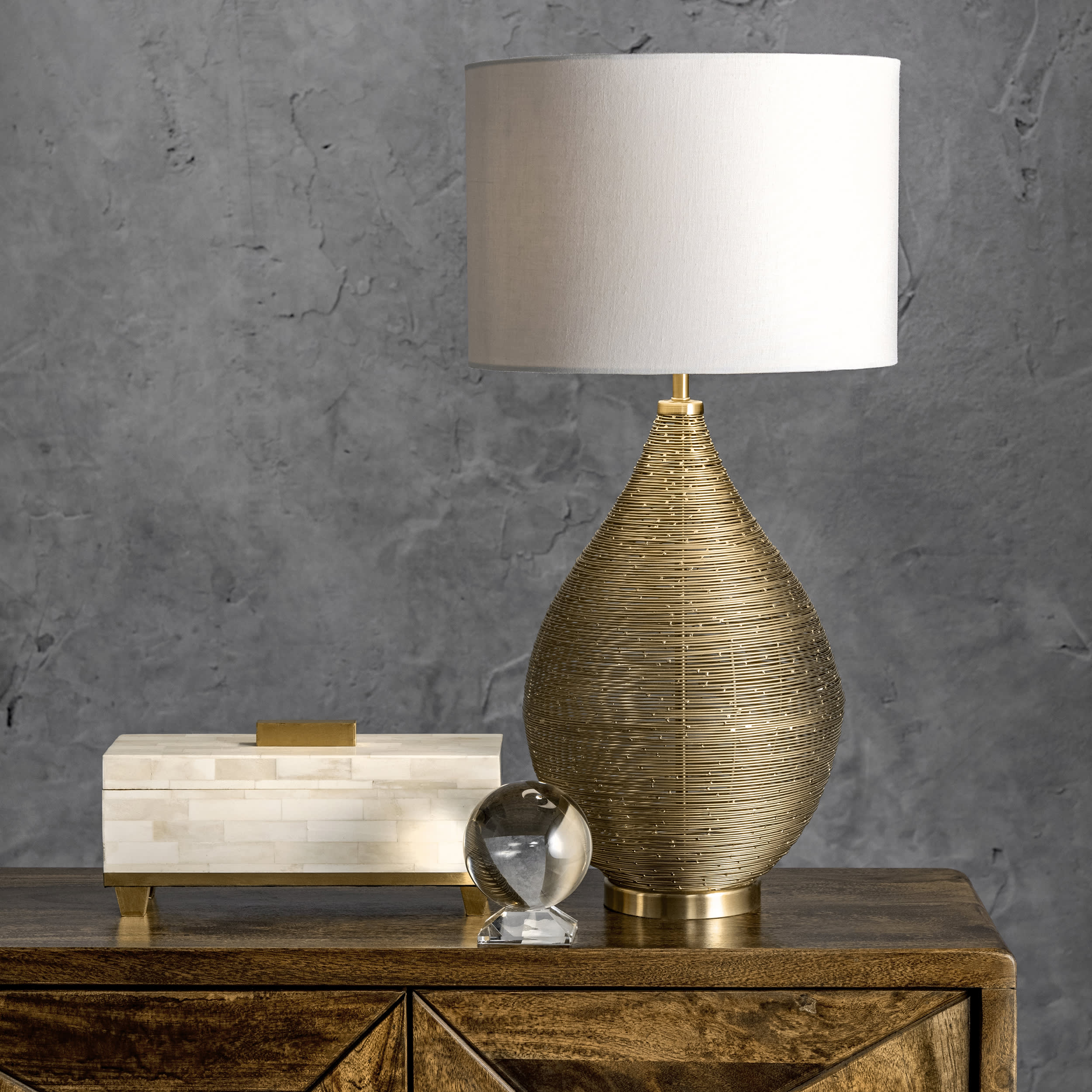 26 Inch Gold Wire Framed Iron Teardrop Vase Table Lamp - Elegant Home Decor for Living Room, Bedroom & Office Lighting