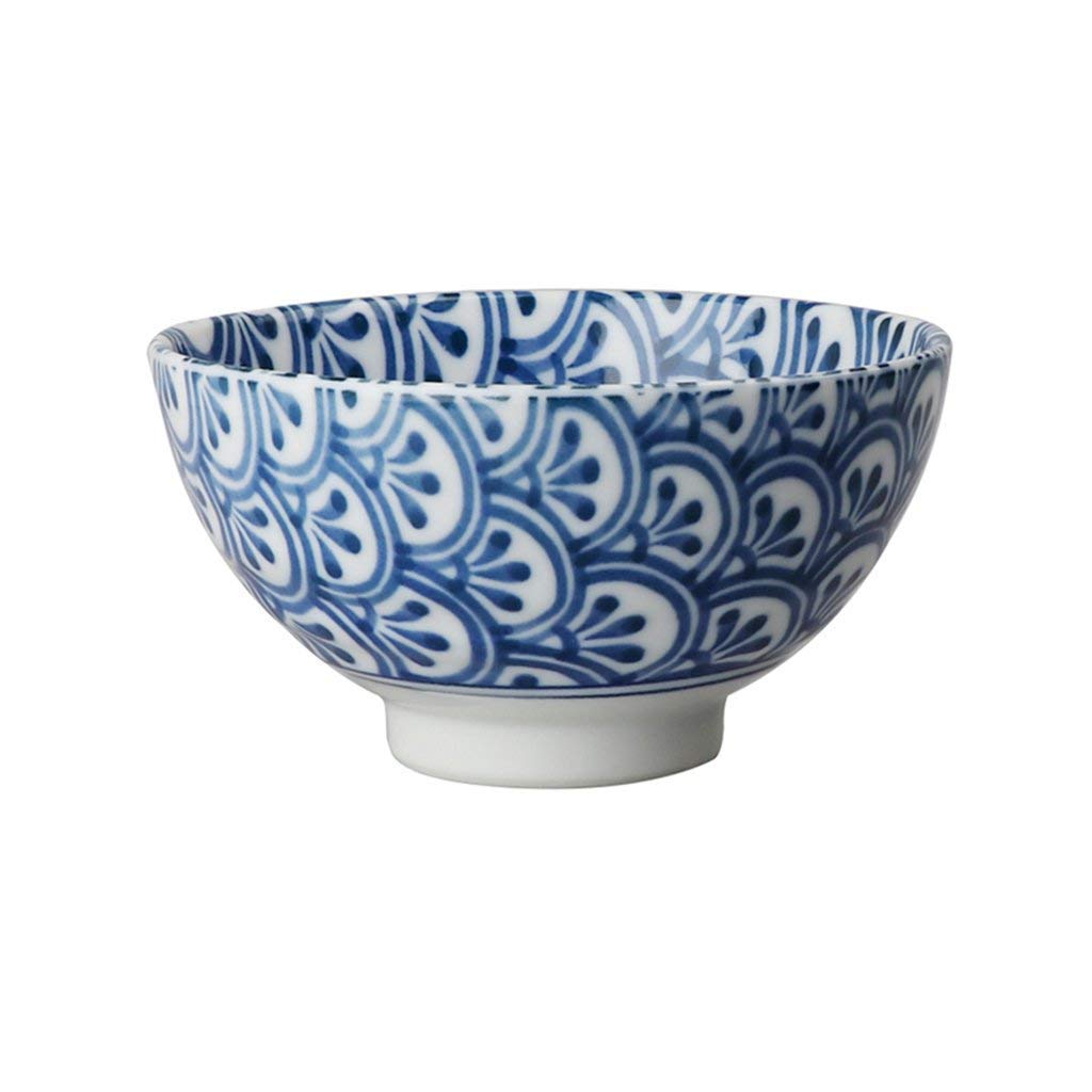 Blue and White Ceramic Rice and Soup Bowls - Durable Dining Tableware Set for Kitchen, Home, and Restaurant Use - Perfect for Asian Cuisine, Noodles, and Everyday Meals