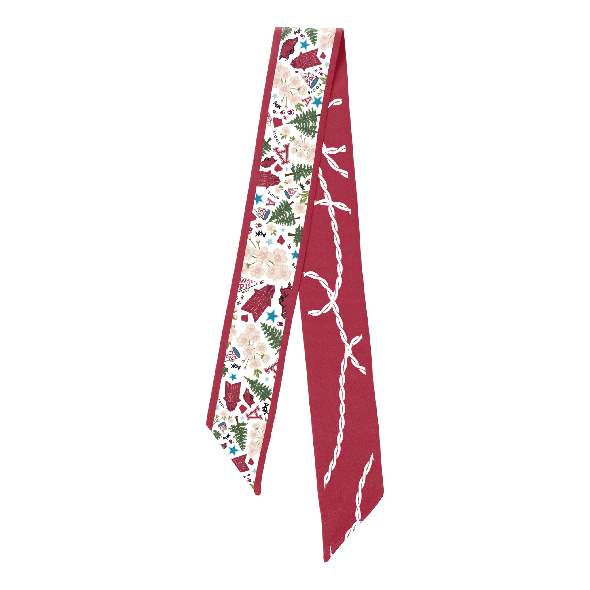 Saturday Silks Arkansas Razorbacks Skinny Scarf - Lightweight Team Spirit Fashion Accessory for Football Games, Tailgating & Winter Outfits