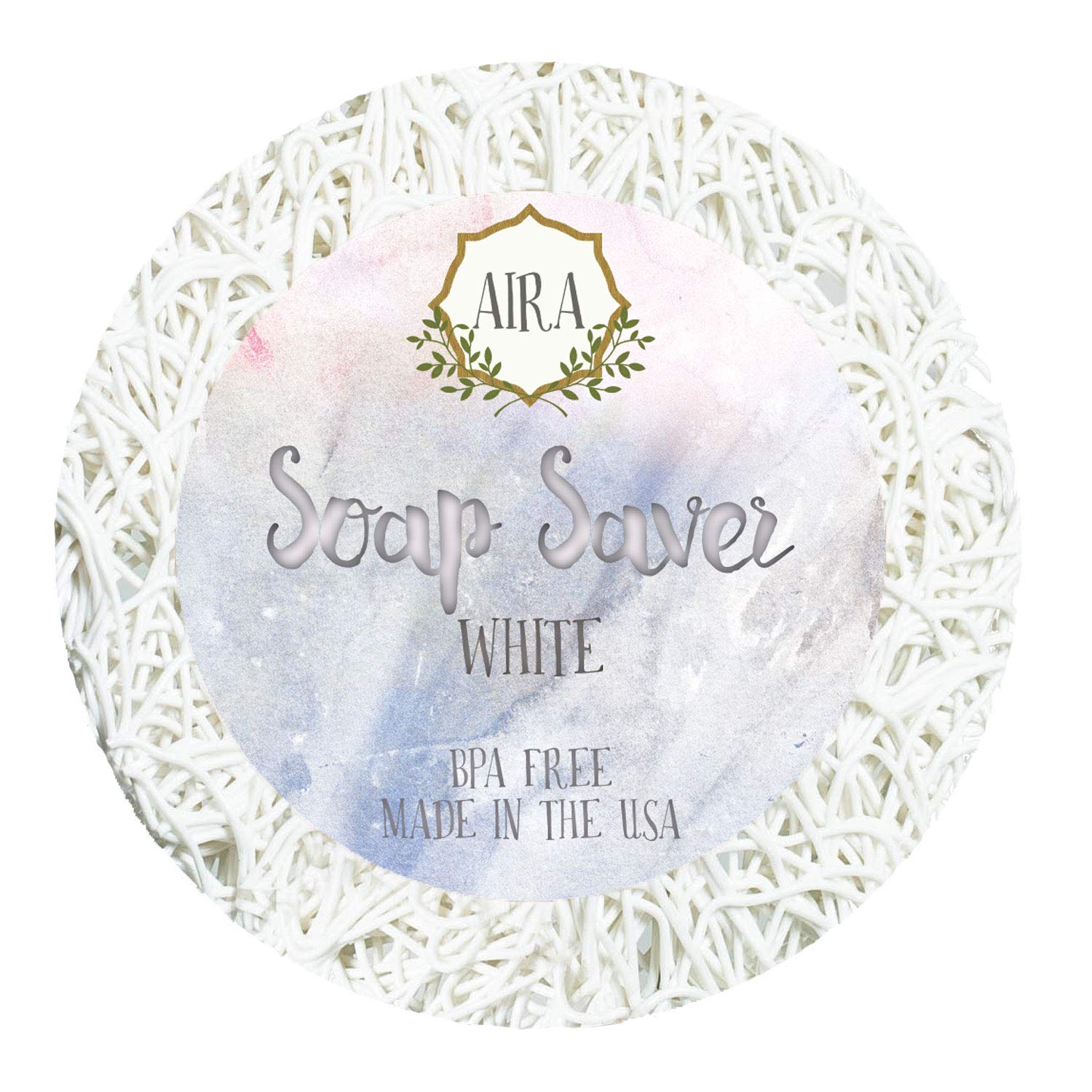 Aira Soap Saver - BPA Free Round White Soap Dish & Holder for Shower and Bath - Extends Soap Life with Water Drainage & Air Circulation - Fits All Soap Dishes - Perfect for Bathroom, Kitchen, and Travel Use