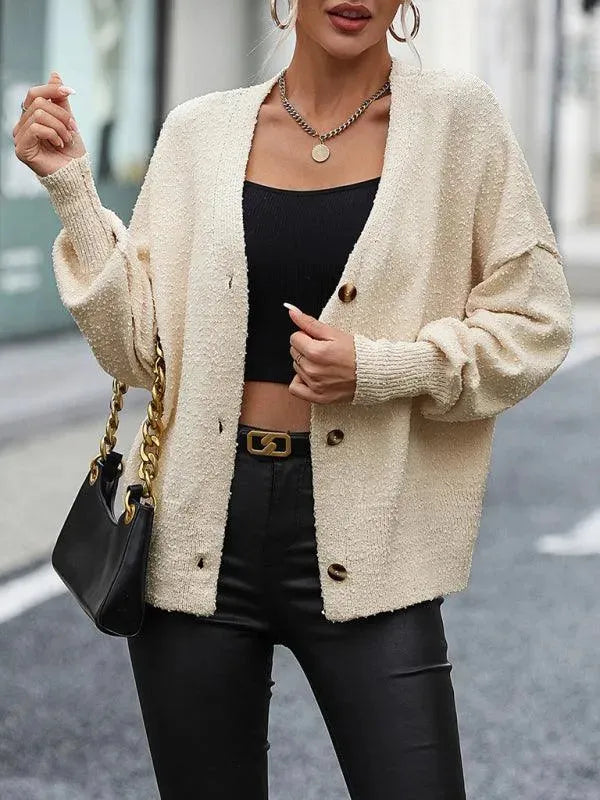 Women's V-Neck Button Cardigan Sweater - Soft & Stylish Knitwear for Casual Wear, Office & Layering