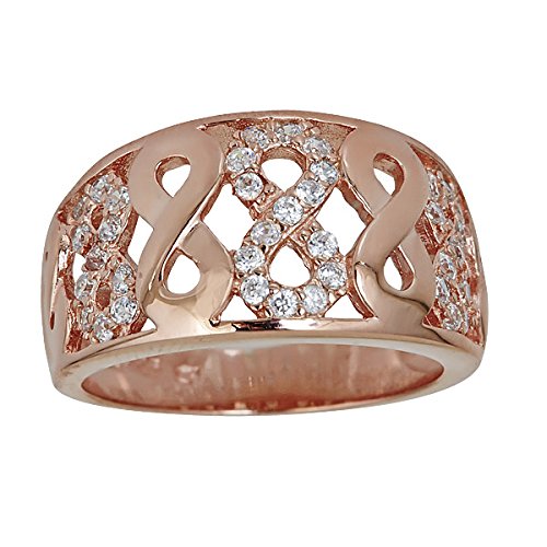 Sterling Silver Rose Concave Infinity Pave Ring for Women - Elegant Stackable Band, Dainty Promise Ring, Perfect Gift for Anniversary, Valentine's Day & Special Occasions