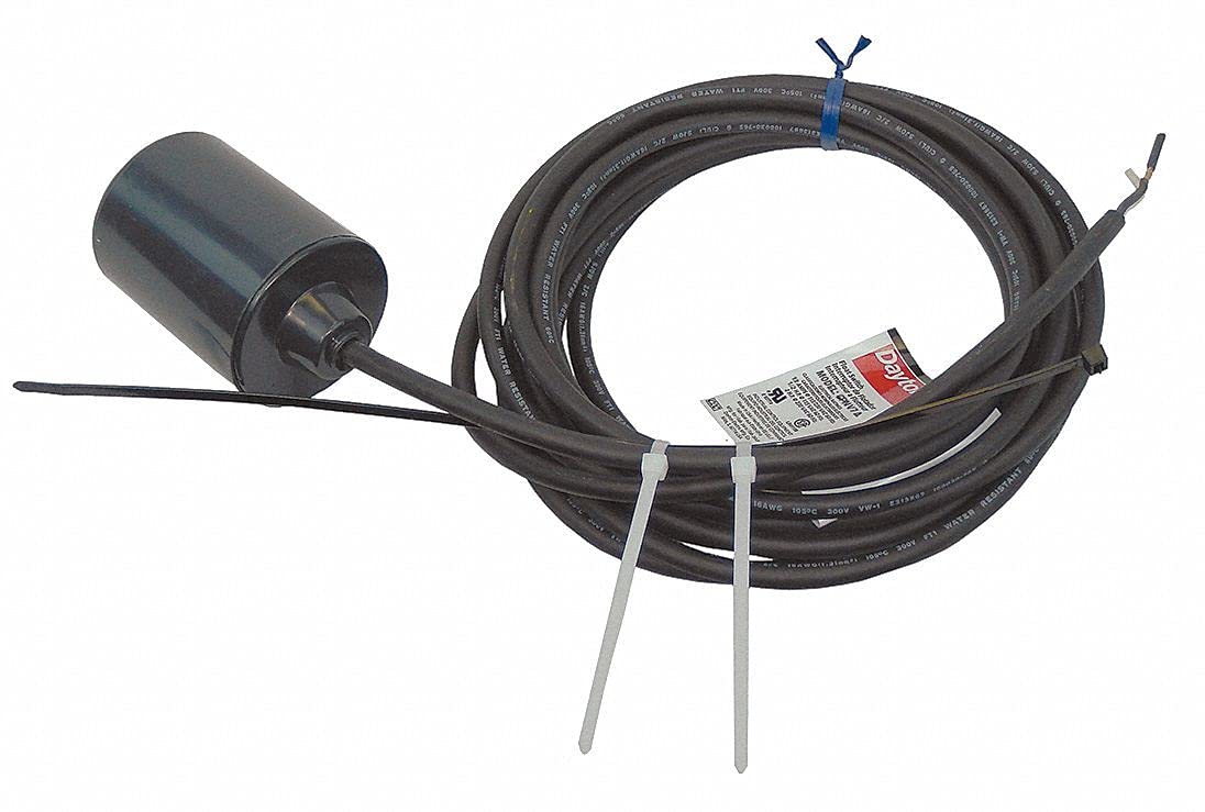 Dayton Tether Float Switch - Mechanical Normally Open Switch Type 6PNV7 for Water Tank Level Control | Industrial & Residential Liquid Monitoring