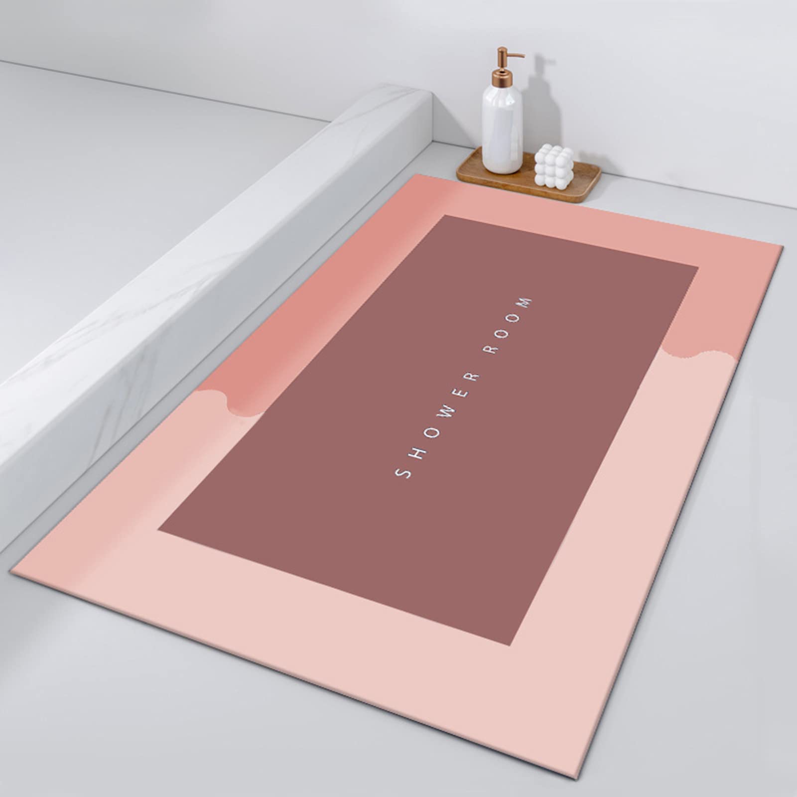 Super Absorbent Bath Mat - Non-Slip Quick Dry Microfiber Bathroom Rug for Home, Soft & Durable Floor Mat in Morandi Pink (19.7x31.5 Inch) - Perfect for Bathroom, Shower, Tub & Vanity Areas