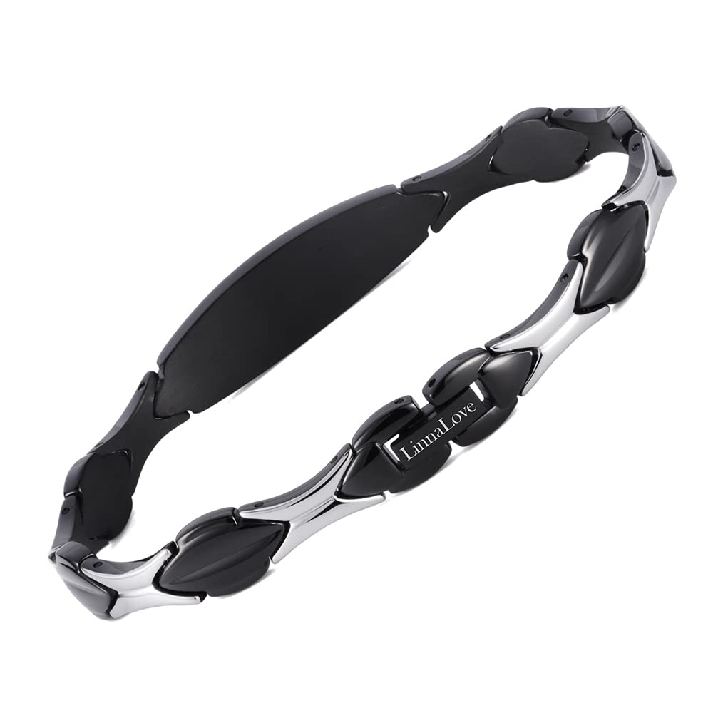 LinnaLove Shiny Stainless Steel Medical Alert ID Bracelet for Women - Free Engraving, Hypoallergenic & Waterproof - Perfect for Daily Wear, Travel & Emergency Situations