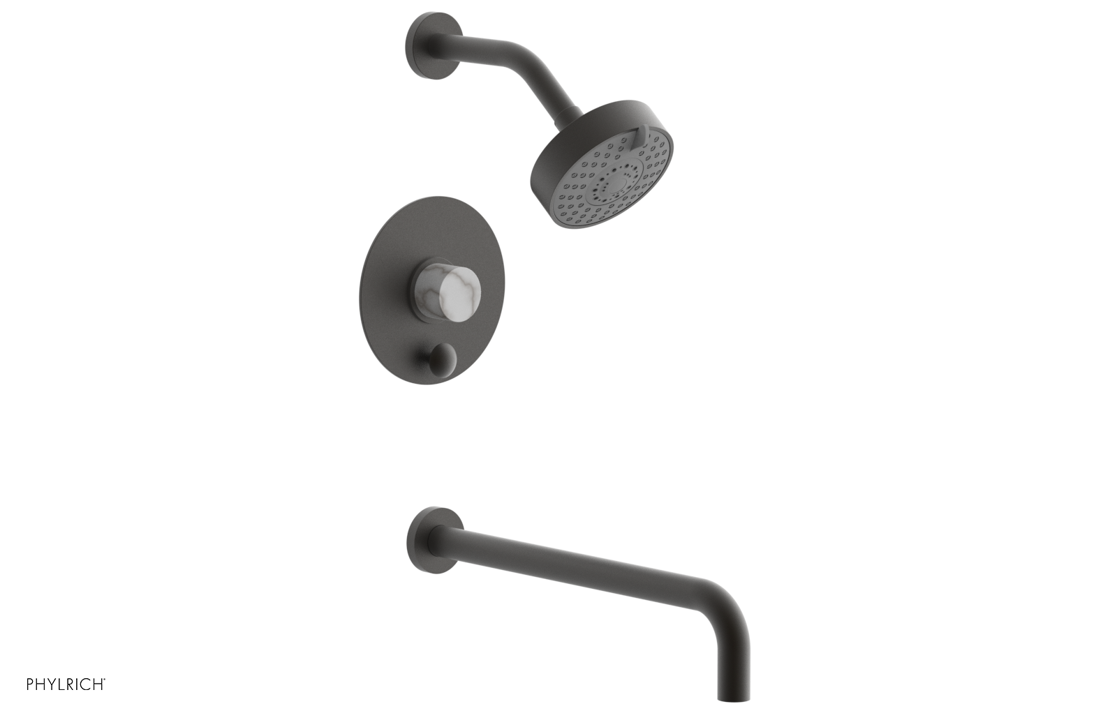BASIC II 14 Pressure Balance Tub and Shower Faucet Set - White Marble Finish for Bathroom & Shower Installation (Model 230 28 14) | Perfect for Modern Home Renovation & Spa-Like Experience