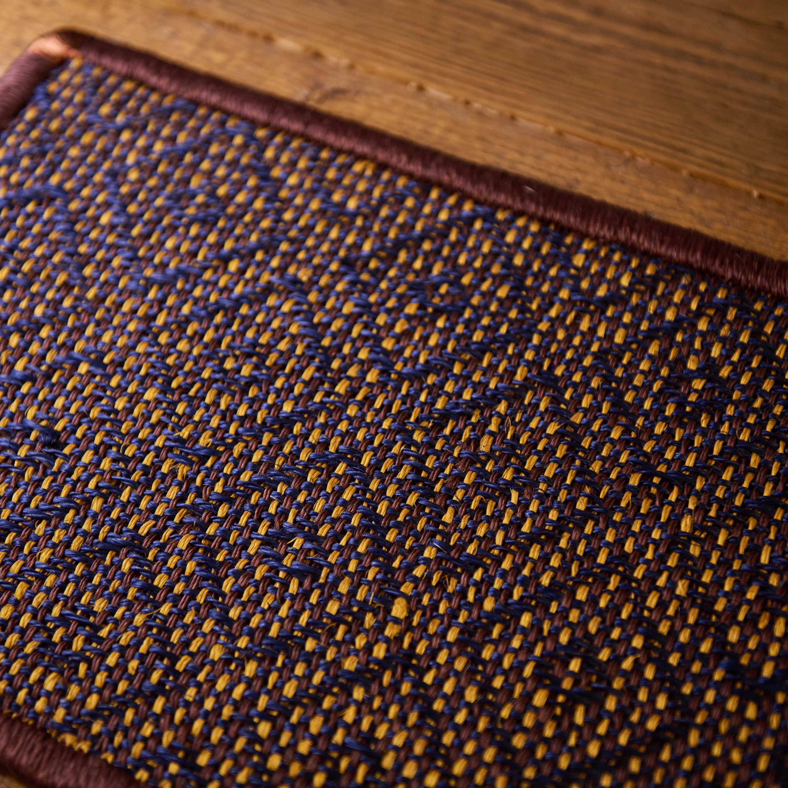 Adorabold Set of 2 Decorative Placemats - Red Brown, Blue, Mustard Yellow with Copper Corners for Dining Table, Kitchen, Party & Home Decor