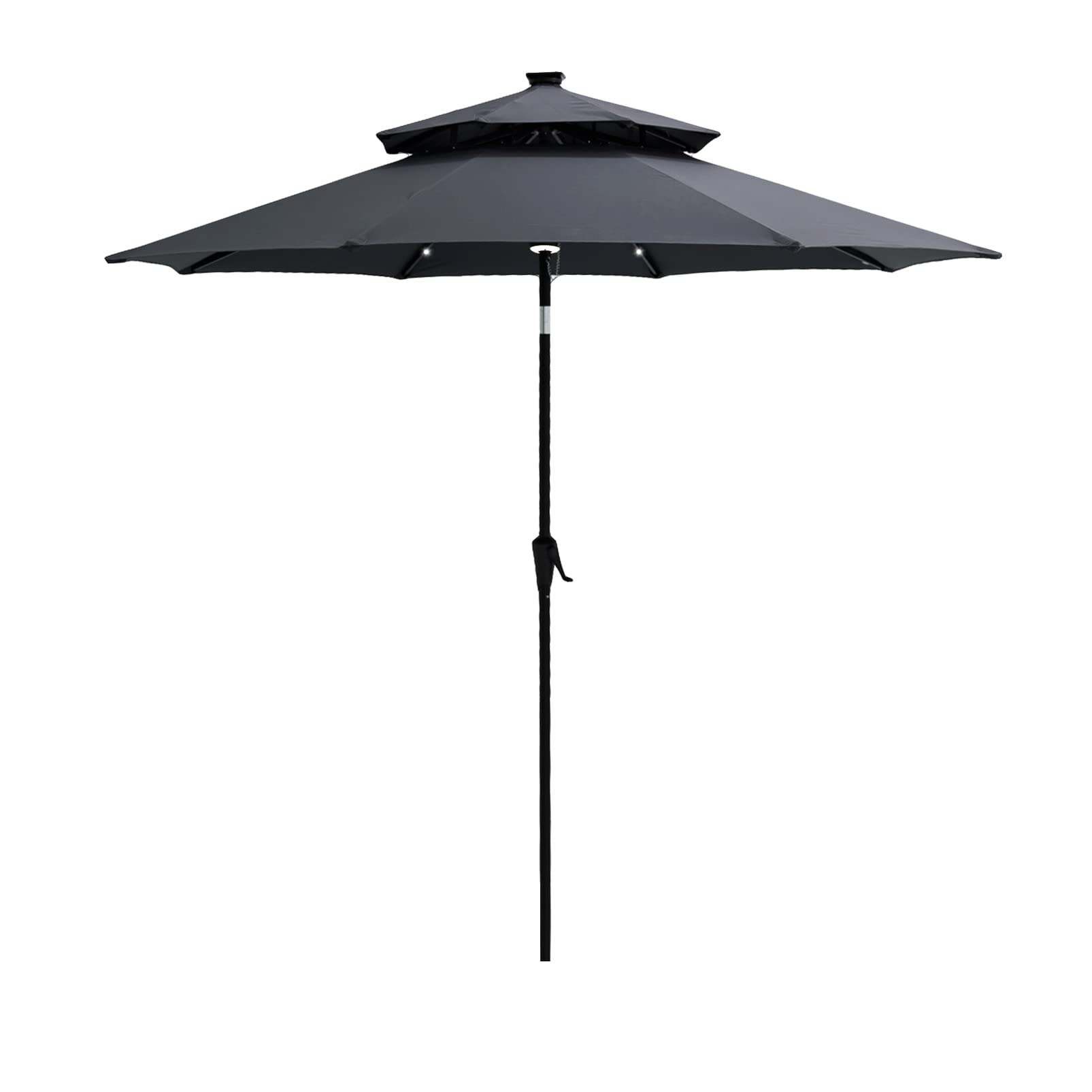 Jarka&Co 9 ft Solar Powered Patio Umbrella with LED Lights - Double Top Outdoor Market Table Umbrella with Tilt Function in Anthracite - Perfect for Backyard, Poolside, and Outdoor Dining Areas