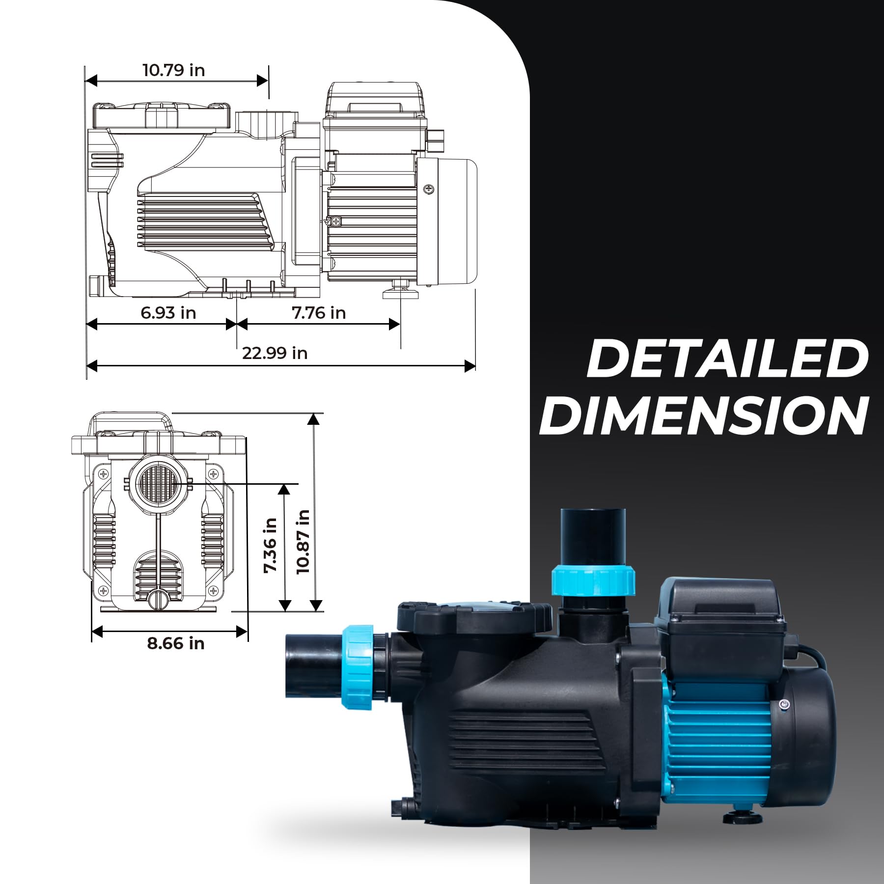 0.6HP 2930 GPH In-Ground & Above Ground Pool Pump, 115V Swimming Pool Water Circulation System - Perfect for Backyard, Residential & Commercial Pools