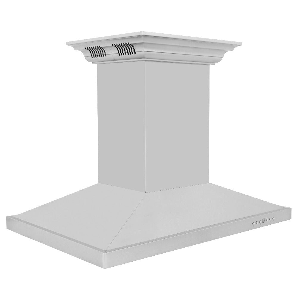 ZLINE GL2iCRN BT Stainless Steel Island Mount Range Hood with Built-in CrownSound Bluetooth Speakers - Premium Kitchen Ventilation for Modern Homes, Perfect for Cooking & Entertaining