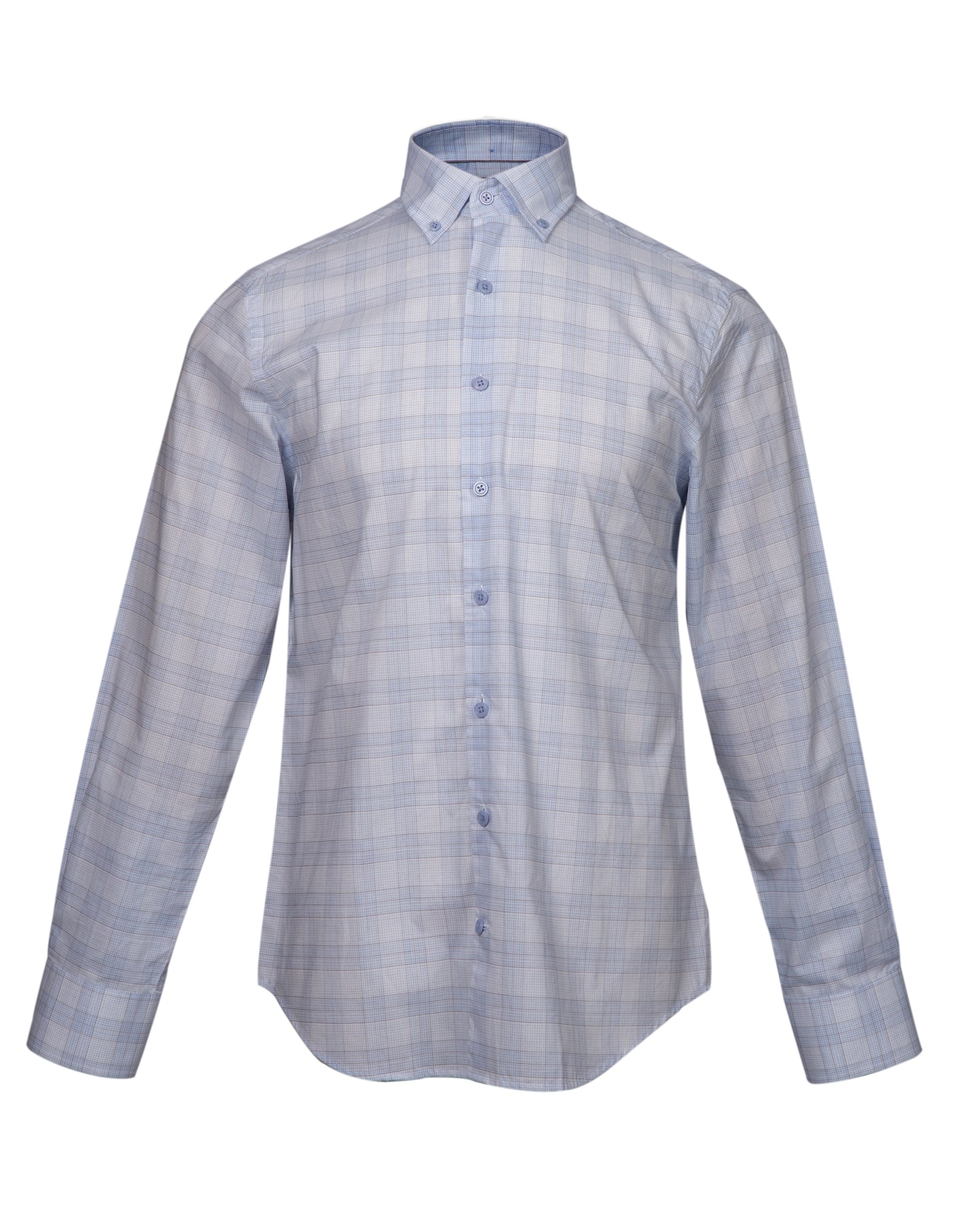 HENRY SARTORIAL Men's Casual Micro Check Button Down Shirt - Blue/Brown Plaid Flannel Shirt for Office, Date Night & Fall Outfits