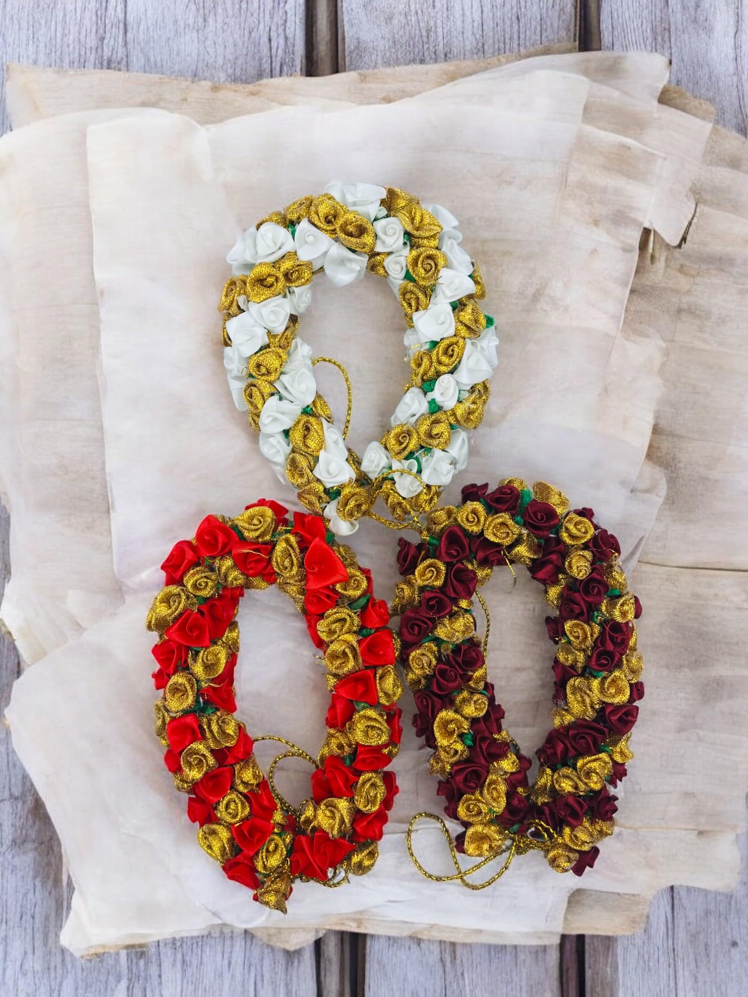 GadinFashion™ Artificial Mogra Gajra Hair Bun for Women & Girls - 3 Pack Multi Color Wedding Hair Accessories | Perfect for Bridal, Parties & Special Occasions