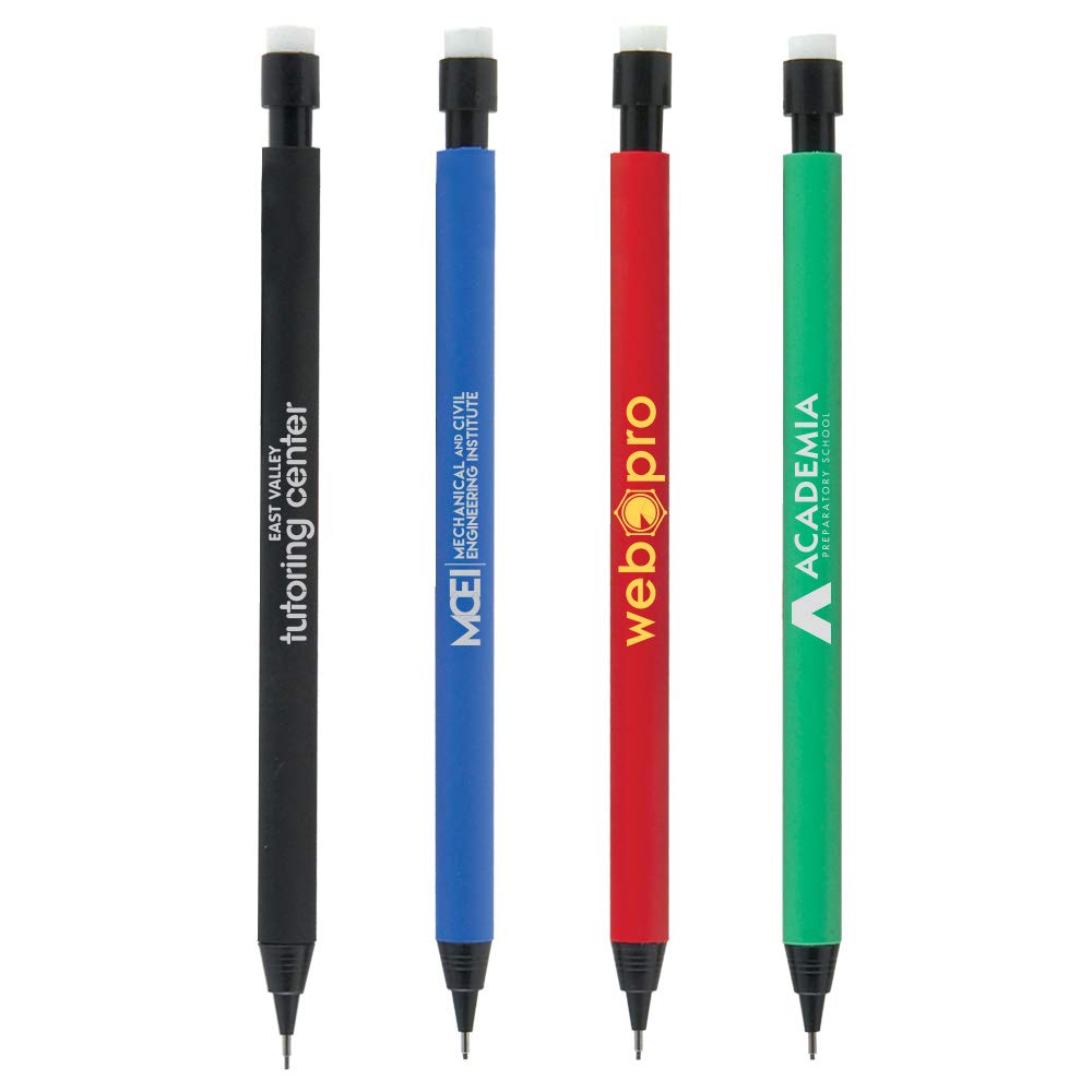 Custom Printed Mechanical Pencils - Mr. Pushy Slim Design with Black Trim (No Clip) - Bulk 250 Pack at $0.93 Each - Personalized Logo for Office, School & Promotional Giveaways