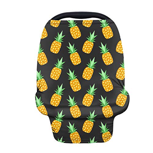 AFPANQZ Stylish Pineapple Baby Car Seat Cover - All-Weather Infant Car Seat Canopy & Nursing Scarf - Soft, Breathable, Stretchy 360° Coverage for Girls (Perfect for Travel, Breastfeeding & Outdoor Protection)