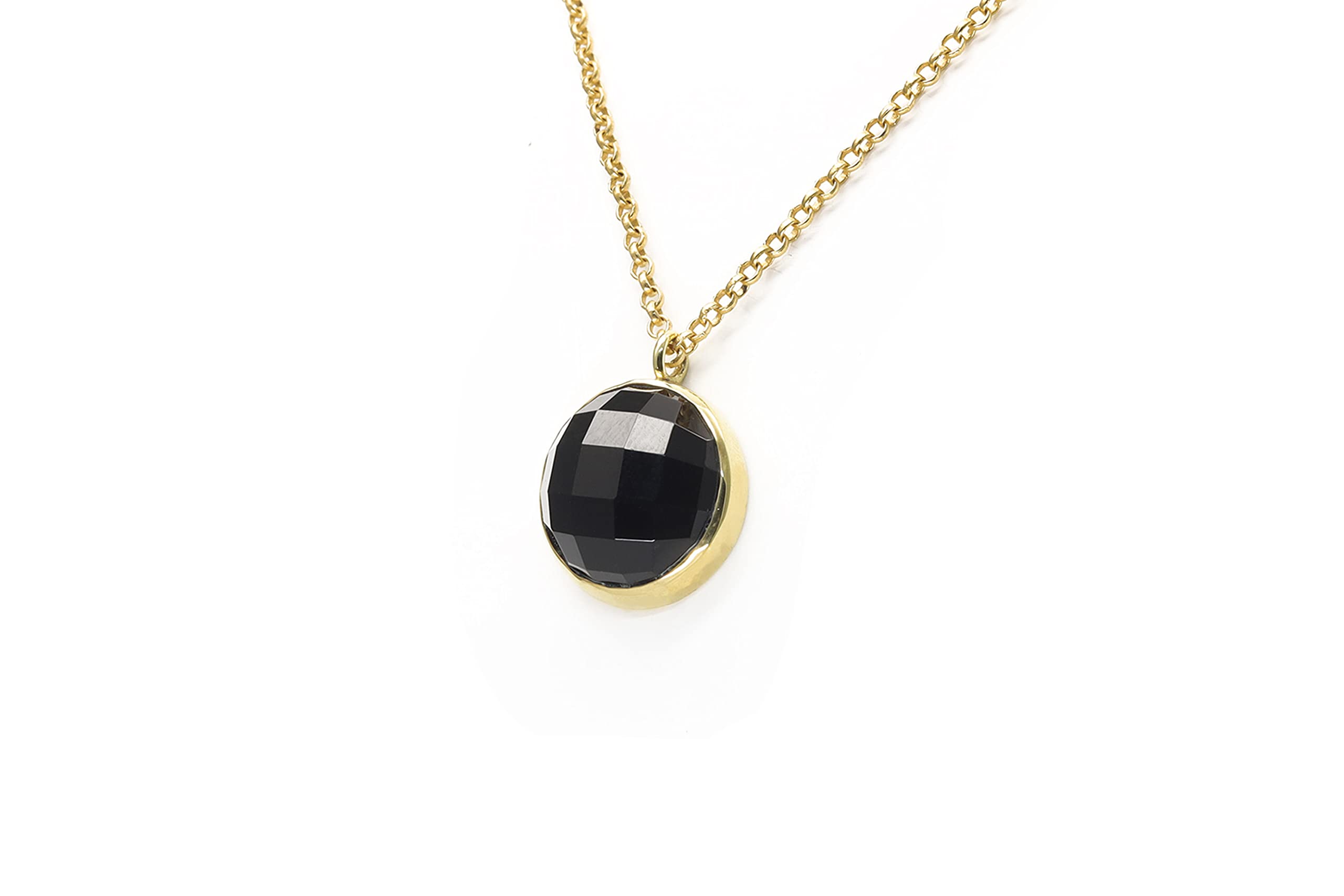 Black Onyx Gemstone Long Gold Pendant Necklace for Women - Elegant Statement Jewelry Gift for Birthday, Anniversary & Special Occasions | Perfect for Evening Parties, Weddings & Formal Events