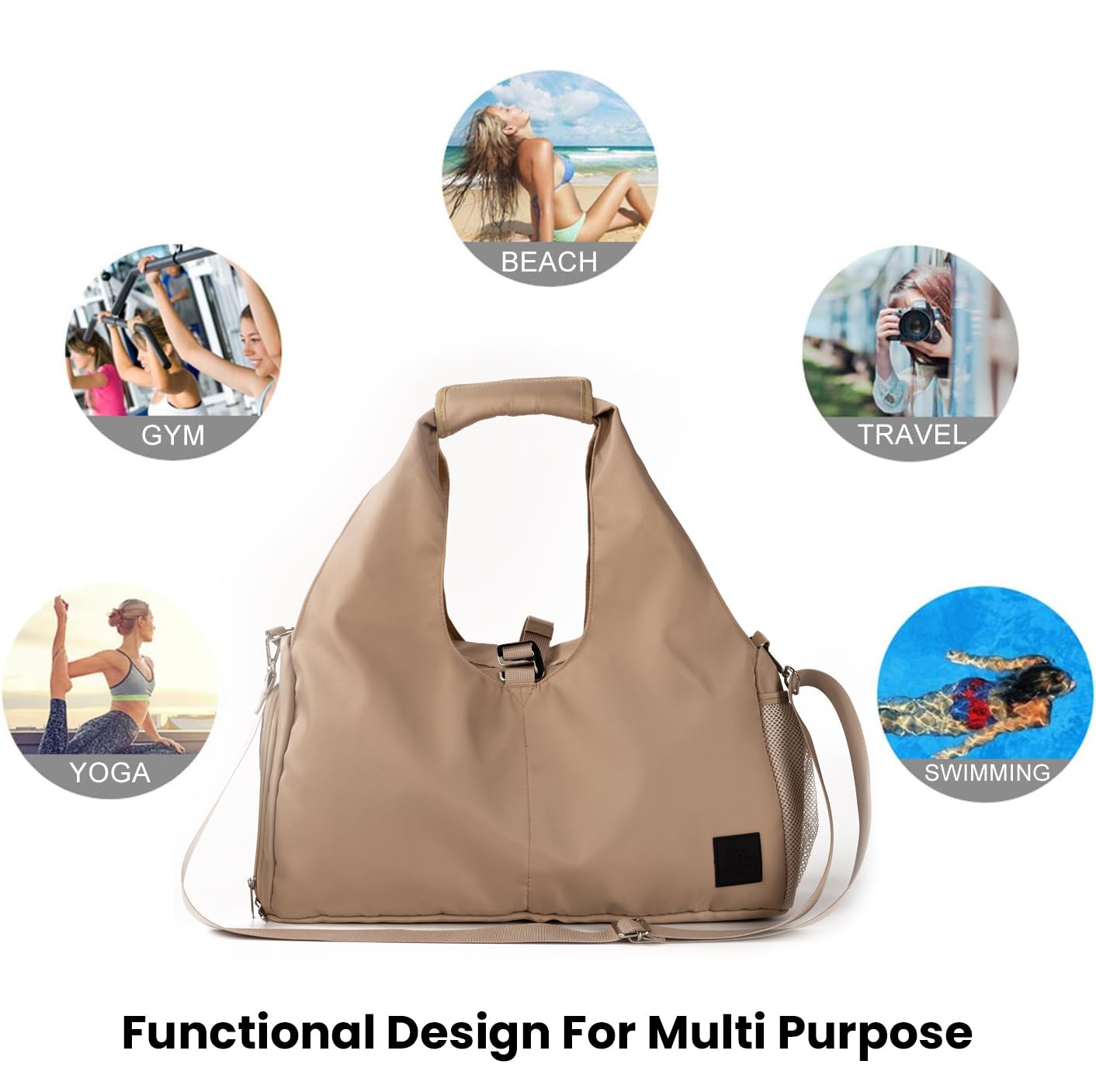 Premium Yoga Bag for Women - Durable Polyester Gym Tote with Shoulder Strap - Perfect for Pilates, Travel, Office & Beach Workouts | Ideal for Yoga Classes, Gym Sessions & Active Lifestyle