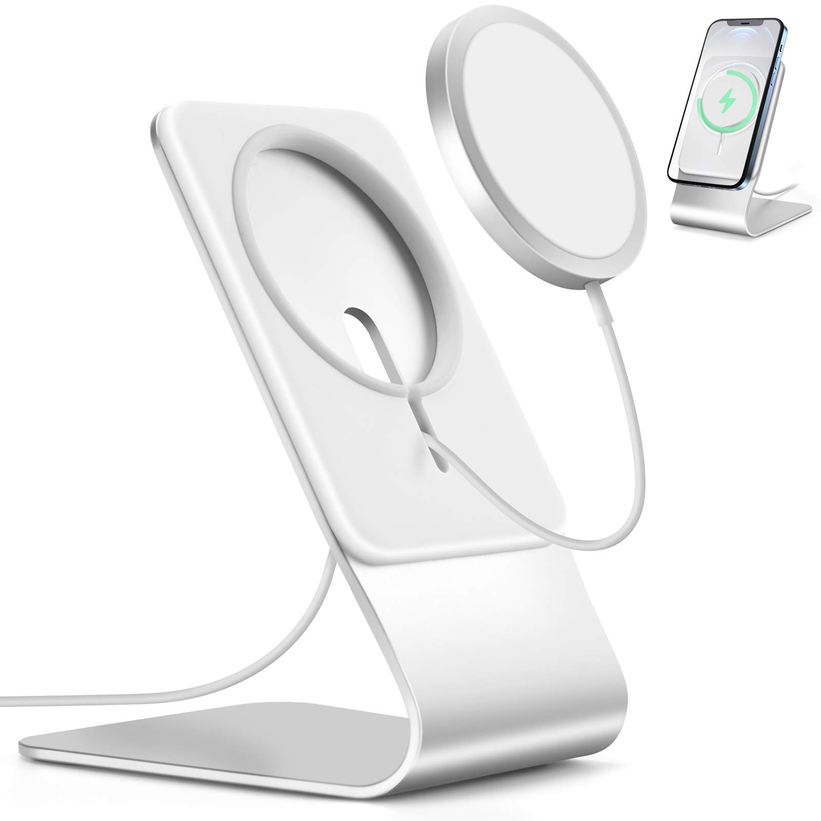 DSCSKJ Aluminum Phone Stand Holder for MagSafe Charger - Compatible with iPhone 13 Pro Max/13 Mini/12 Pro Max/12 Mini (MagSafe Charger Not Included) | Perfect for Desk, Office & Nightstand Charging