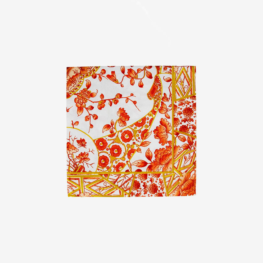 Caspari Gilded Porcelain Coral Napkin Rings - Elegant Table Setting for Weddings, Dinner Parties & Holiday Decor