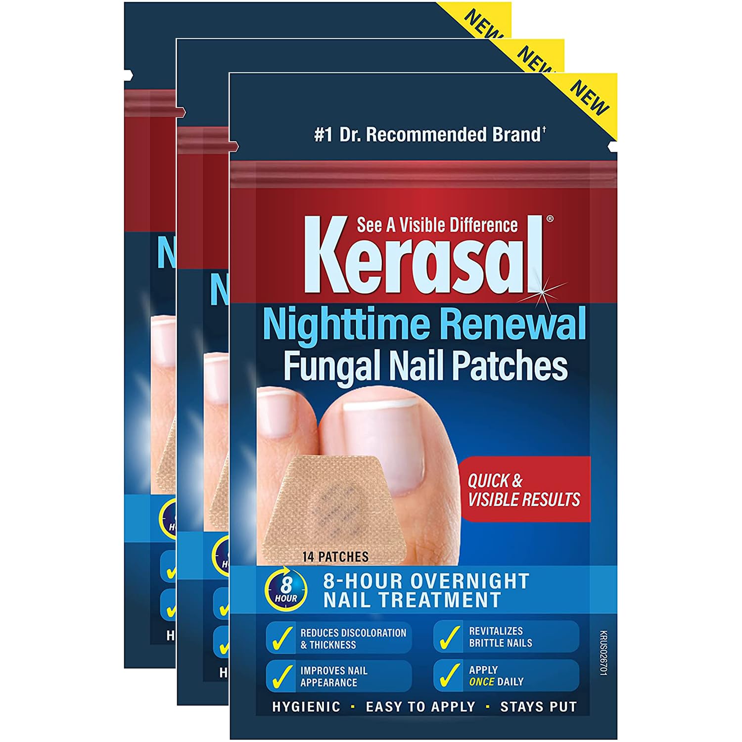 Kerasal Nighttime Renewal Fungal Nail Patches - 14 Patch 3 Pack | Overnight Nail Fungus Treatment for Damaged Toenails & Fingernails | 8-Hour Repair for Healthy Nails | Perfect for Athletes, Swimmers & Active Lifestyles