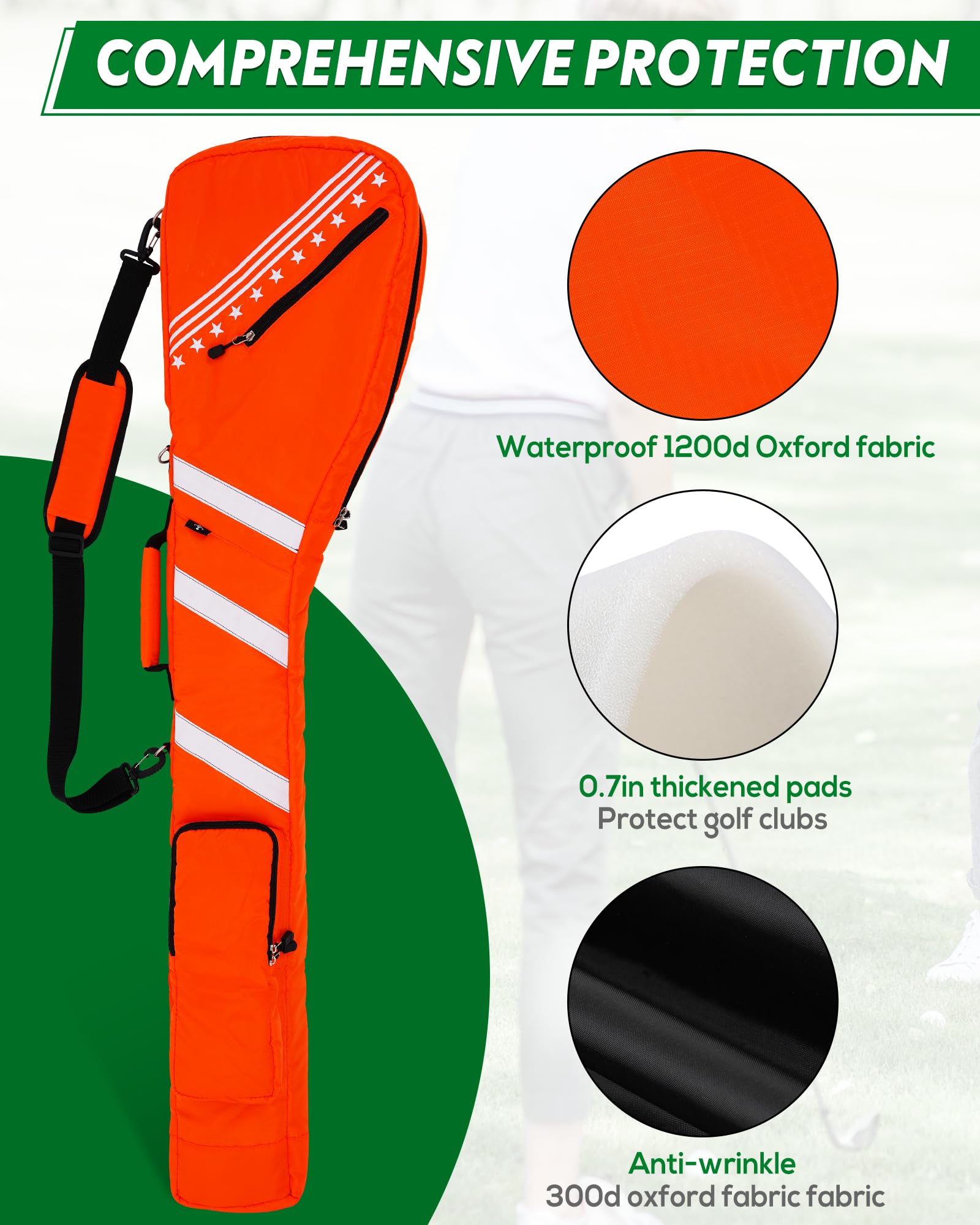 Lightweight Foldable Golf Sunday Bag for Driving Range & Practice - Big Teeth Design, Shoulder Strap, Multi-Color Options | Perfect for Par 3 Courses, Club Storage & Travel
