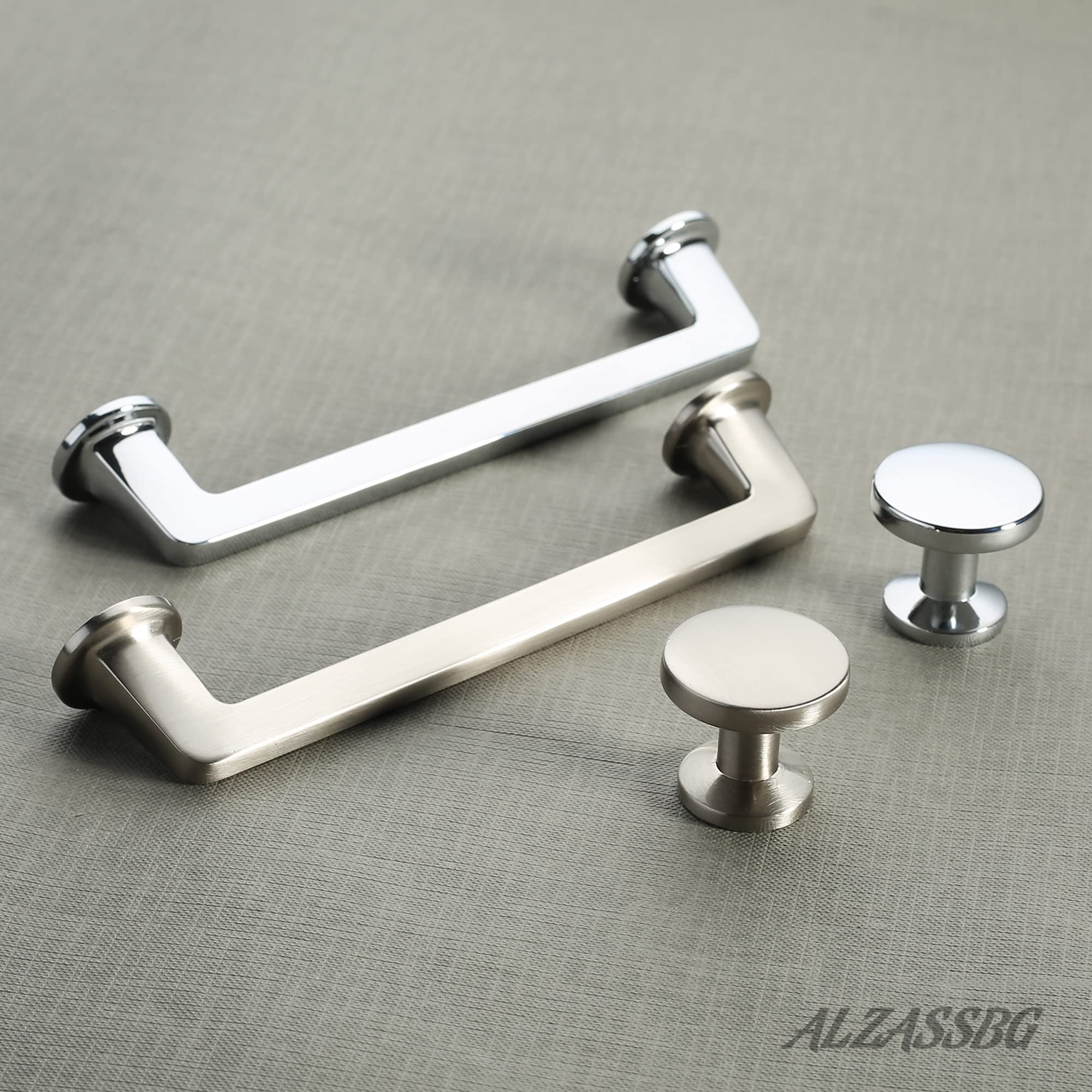 10 Pack Brushed Satin Nickel Cabinet Knobs - 1.1 Inch (30mm) Round Drawer Pulls for Kitchen, Bathroom & Furniture - Durable Hardware for Cabinets, Dressers & Storage (AL6044SN)