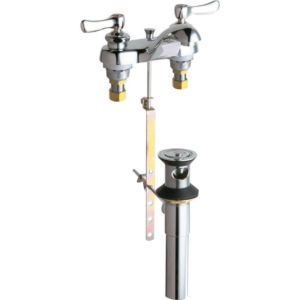 Chicago G002257909 Universal Deck Mounted Centerset Bathroom Faucet with Pop-Up Waste - Perfect for Bathroom Sink Renovation and Modern Home Upgrade