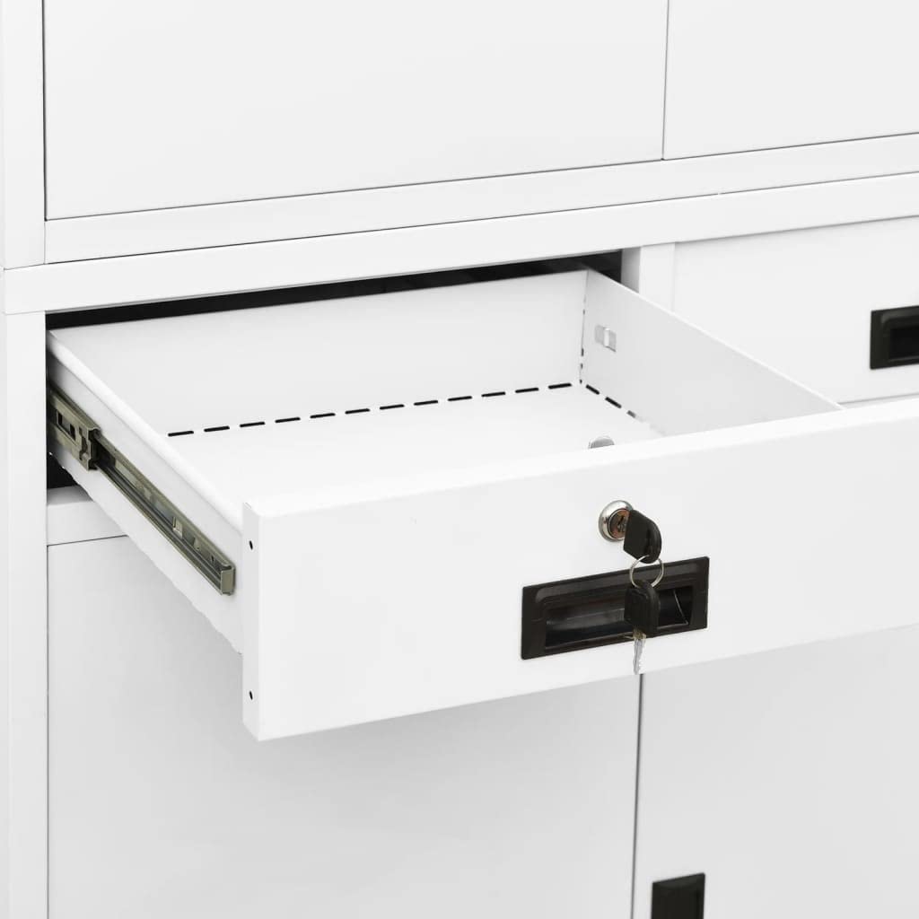 White Steel File Cabinet with Lock - 35.4