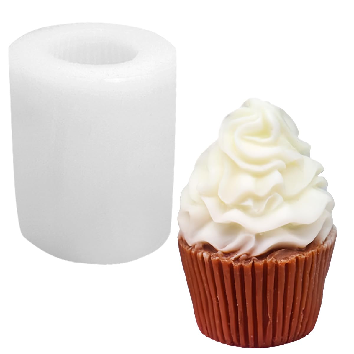 3D Silicone Cupcake & Ice Cream Cone Mold for DIY Soap, Candle, Wax, Resin, and Clay Crafts – Perfect for Homemade Dessert-Shaped Candles, Soaps, and DIY Projects